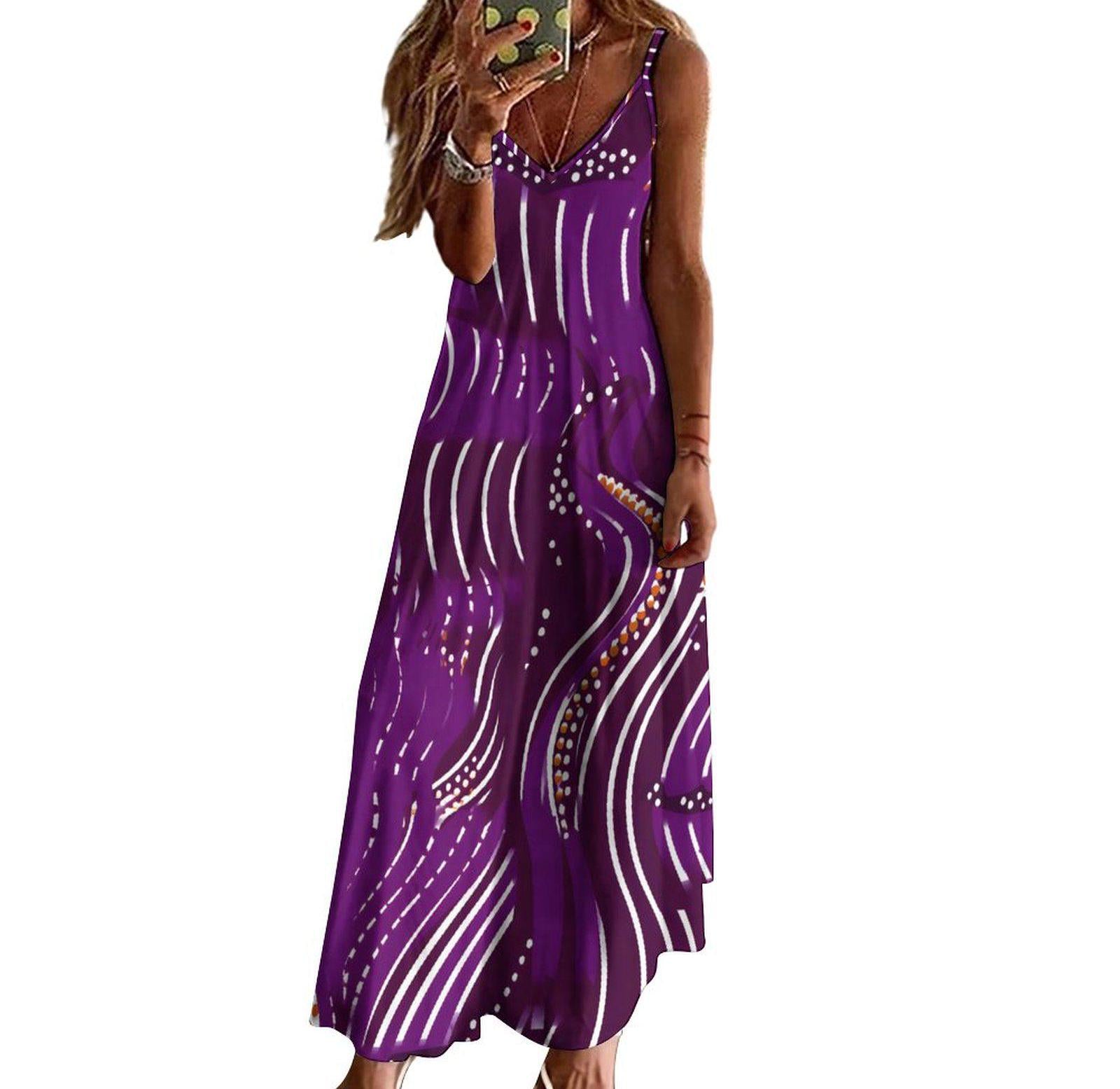 Zambarau - Ankle-length Slip Dress = African Ankara Pattern