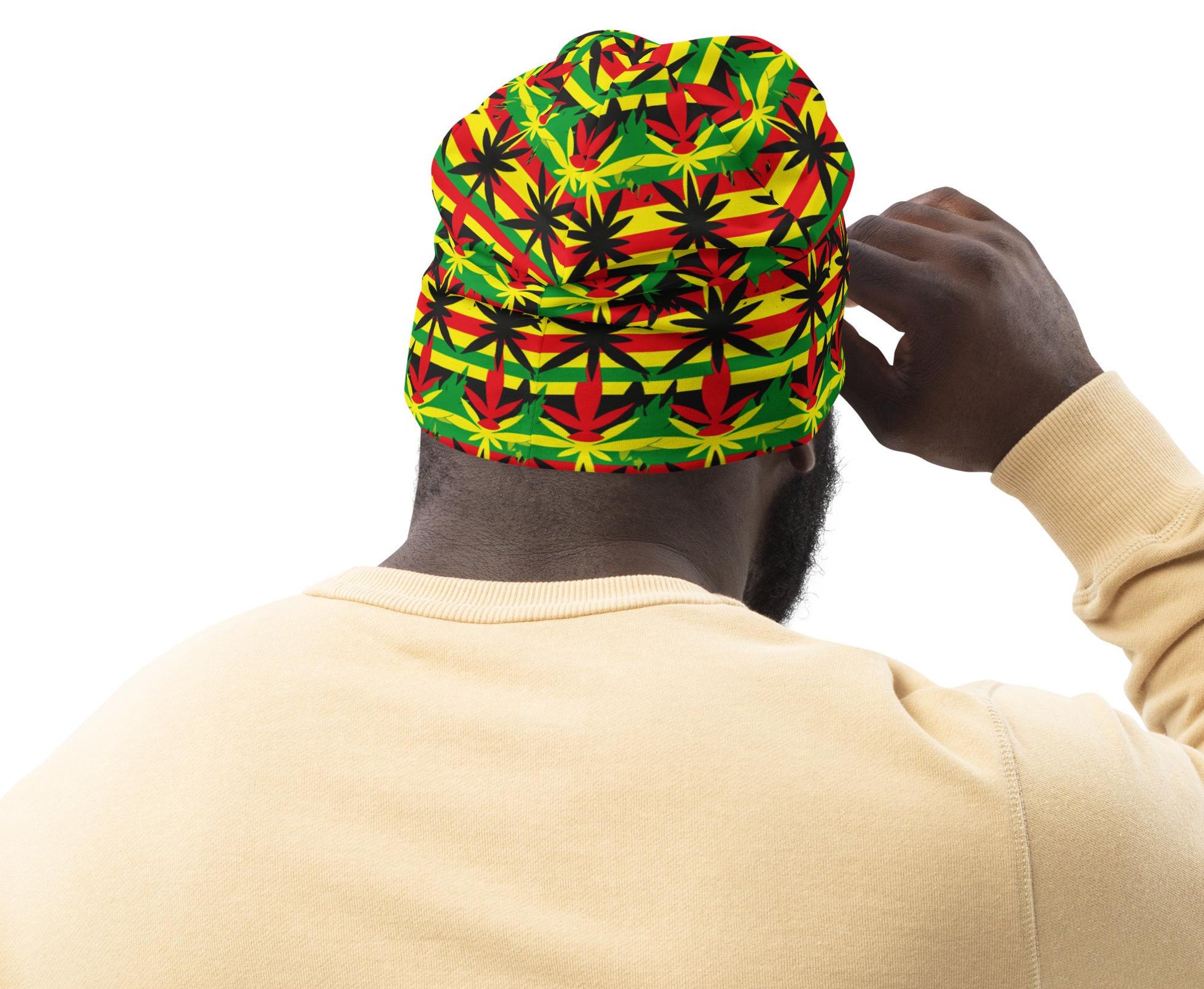 Paradise - Mens Beanie - Jamaican- Rastafarian Pattern