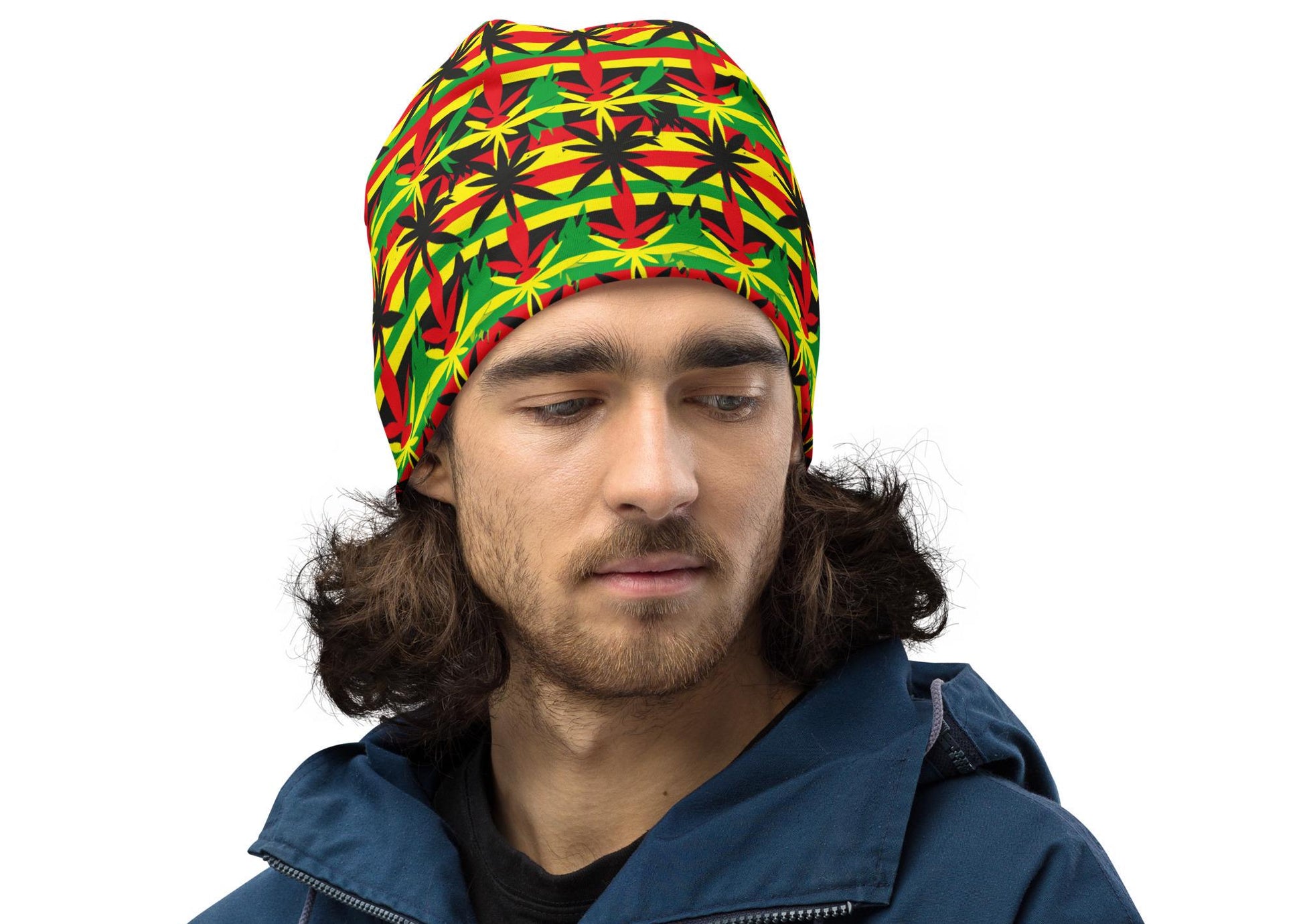 Paradise - Mens Beanie - Jamaican- Rastafarian Pattern