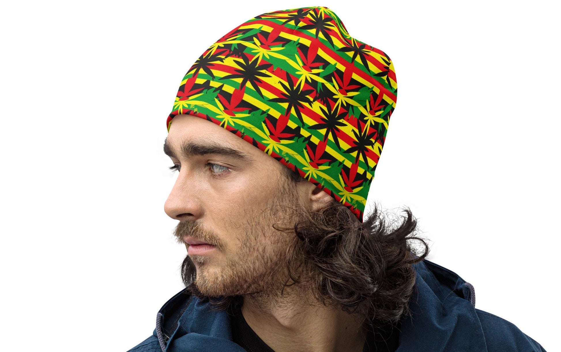 Paradise - Mens Beanie - Jamaican- Rastafarian Pattern