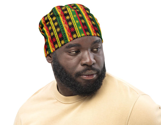 Star - Mens - Beanie - Jamaican - Rastafarian Pattern