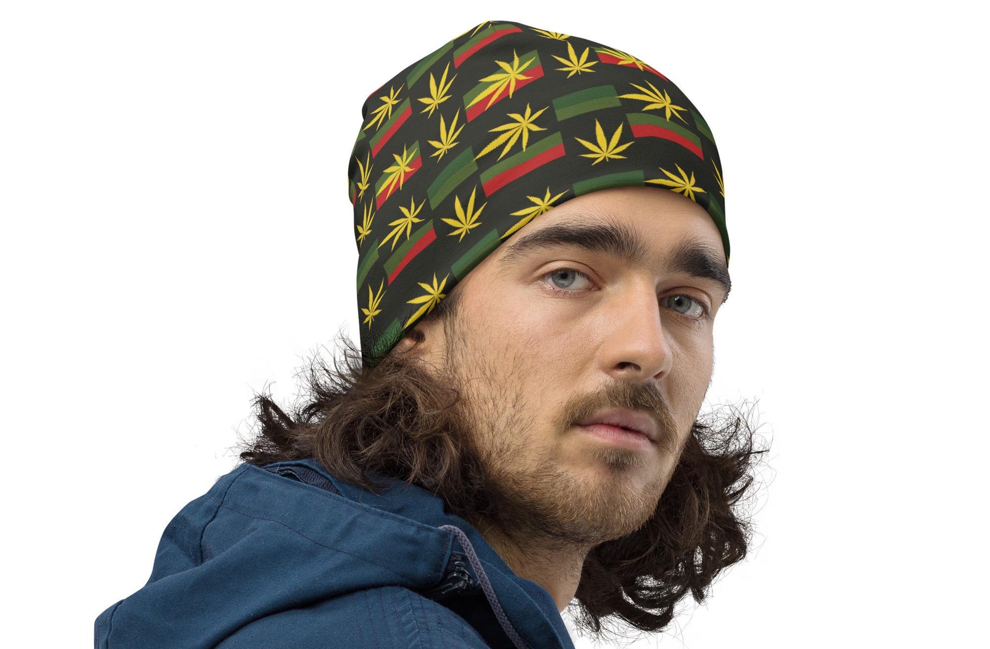 Jammin - Mens - Beanie - Jamaican - Rastafarian Pattern