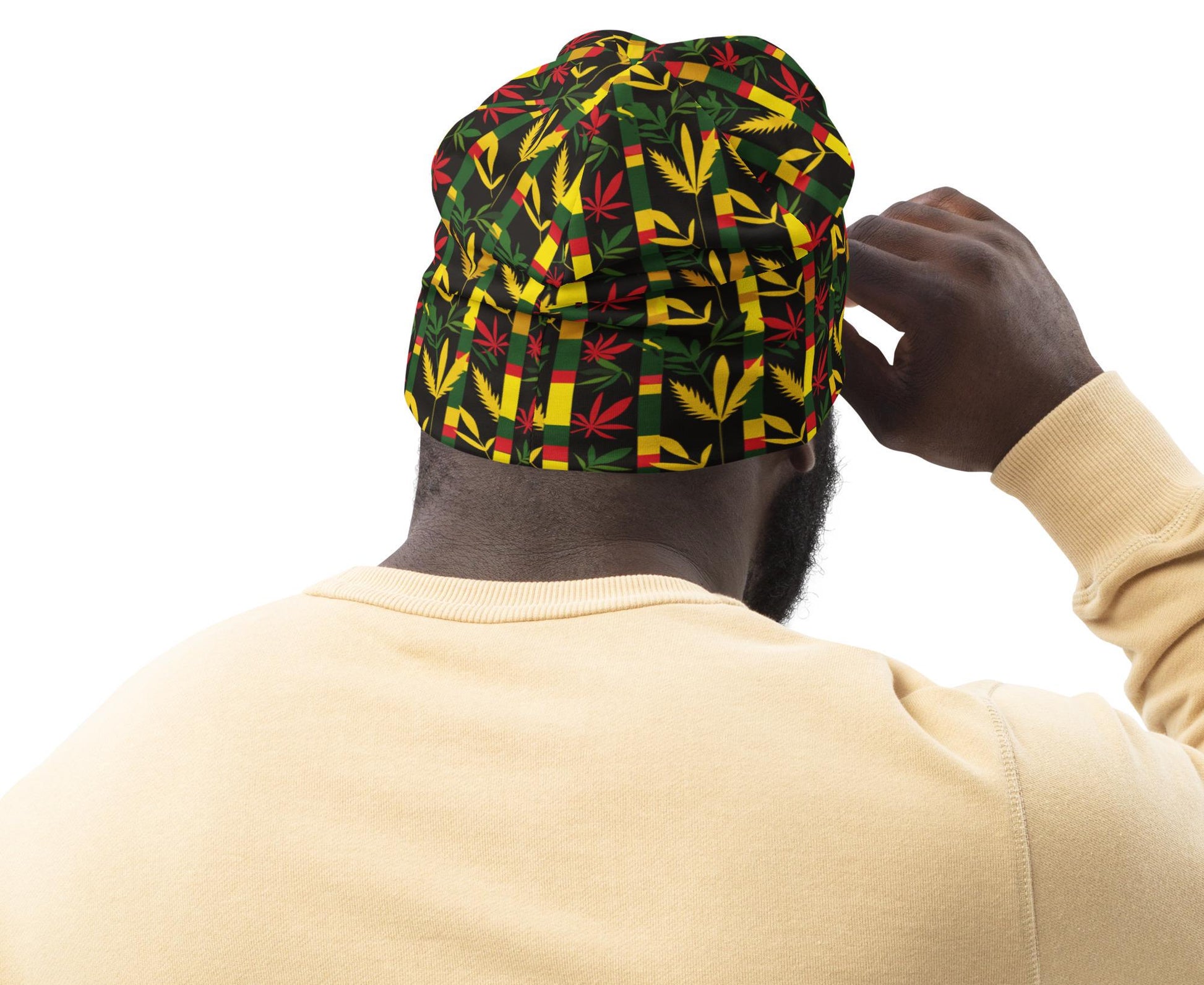 Nighttime - Mens - Beanie - Jamaican - Rastafarian Pattern