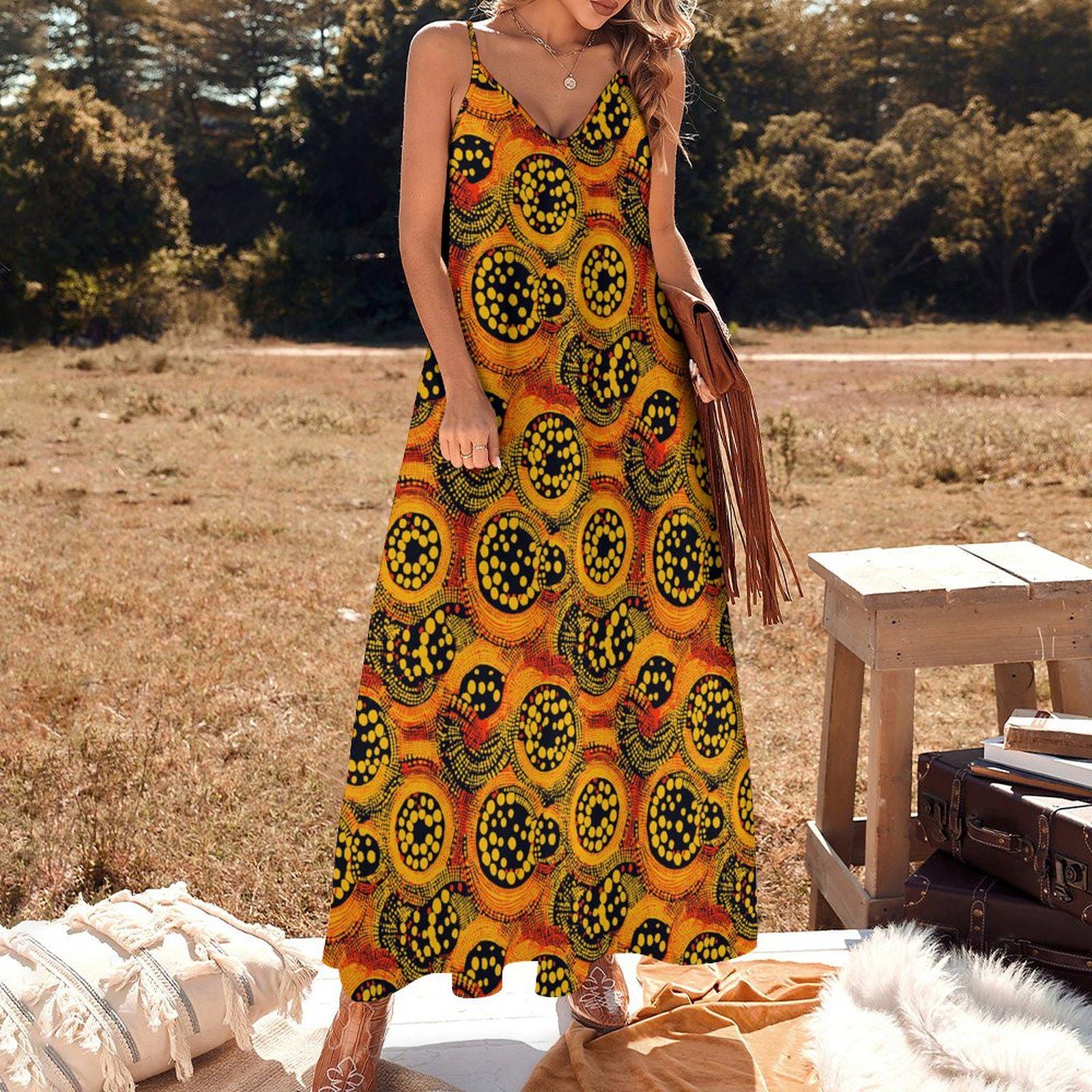 Zofiira - Womens - Ankle-length Slip Dress - African - Ankara Pattern - Dresses - KumbatiaKulture