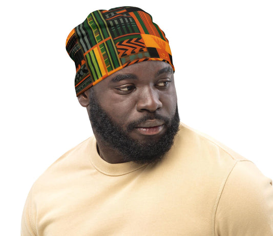 Chilly Days - Mens Beanie - African Kente Pattern