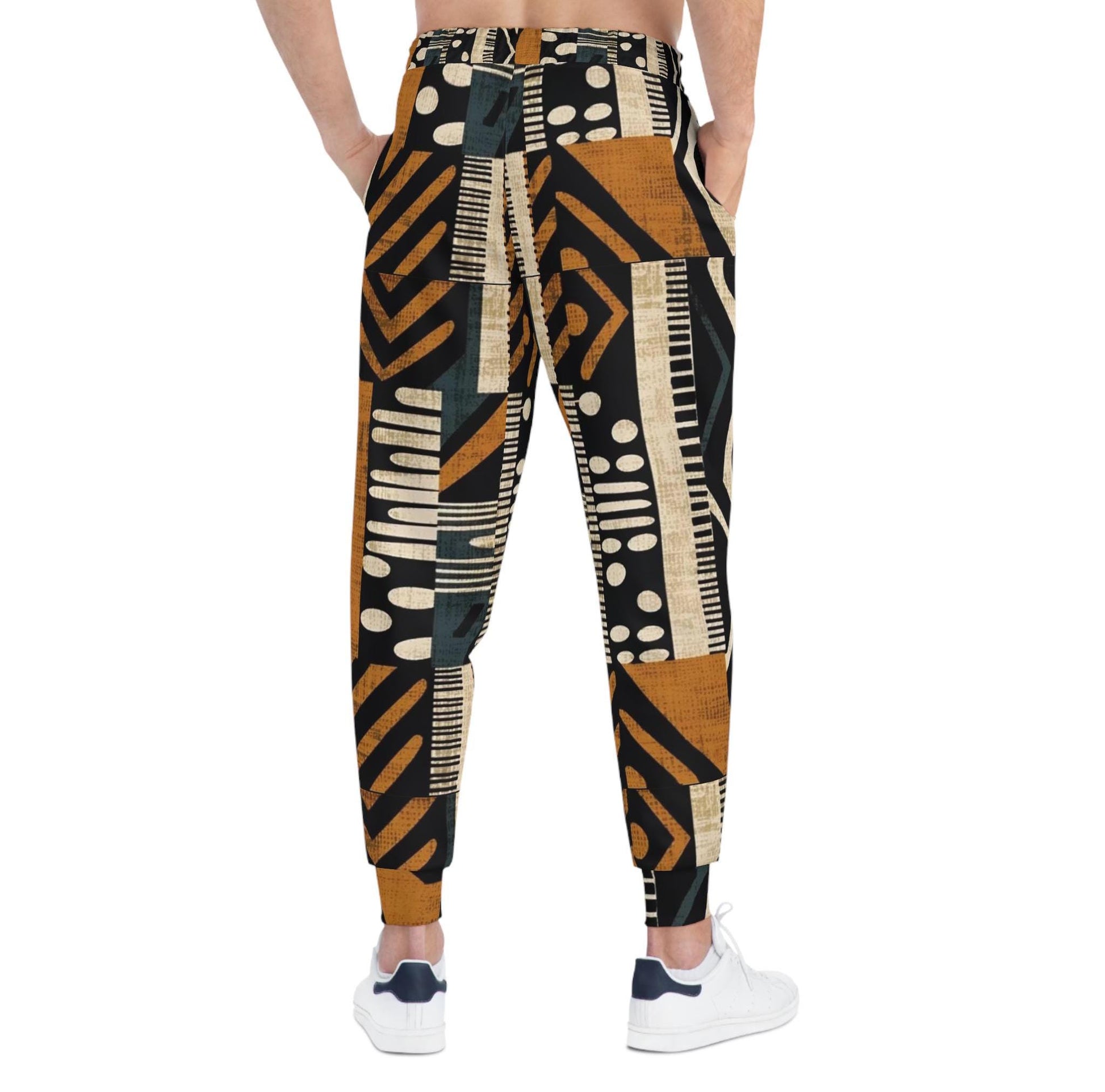 Afrocentric Patchwork -  Mens -  Athletic Joggers -  African - Mud Cloth Pattern