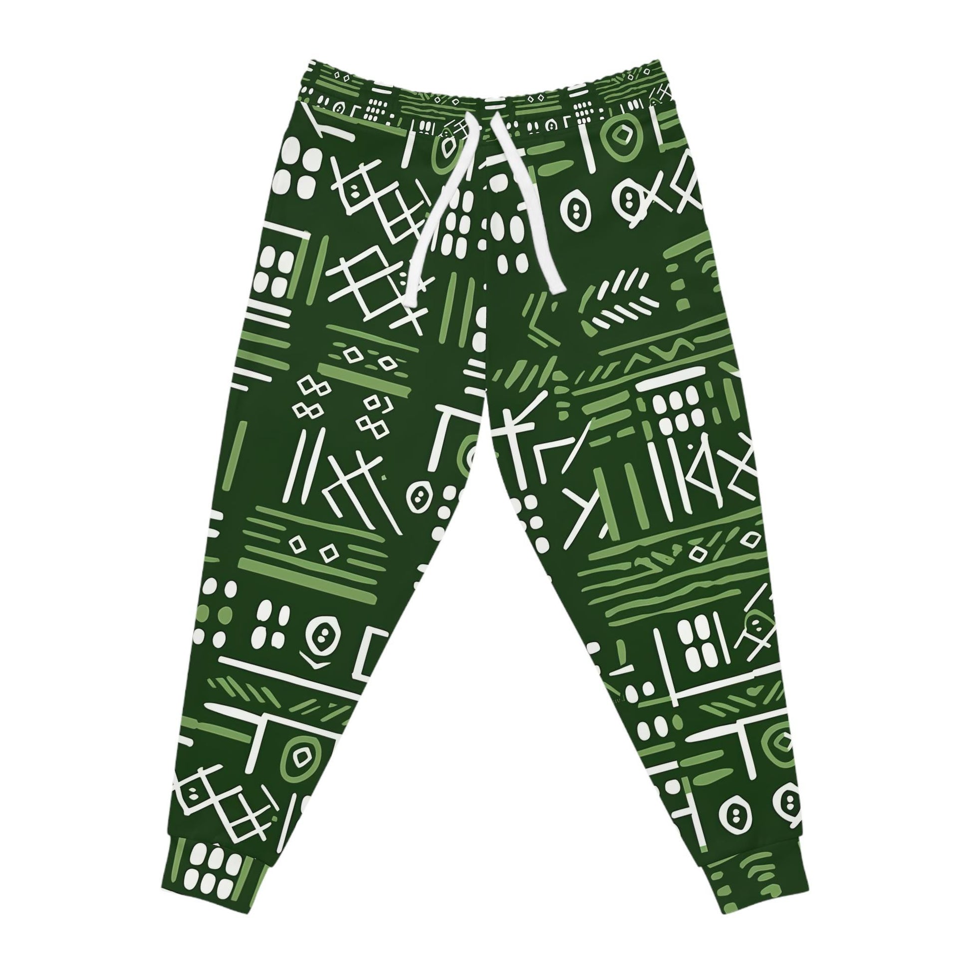 Green Graffiti - Mens - Athletic Joggers - African - Mud cloth Pattern - Pants - KumbatiaKulture