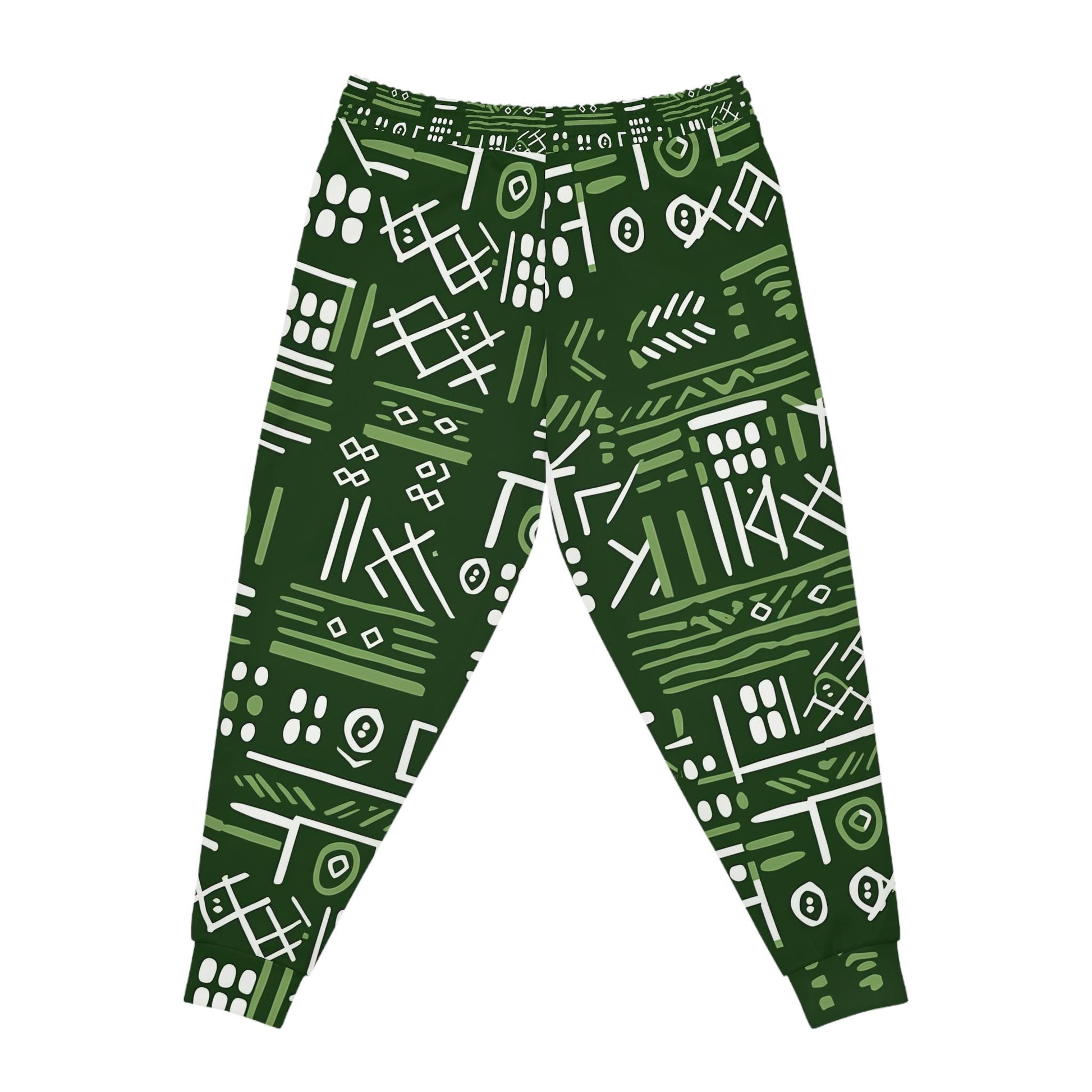 Green Graffiti - Mens - Athletic Joggers - African - Mud cloth Pattern - Pants - KumbatiaKulture