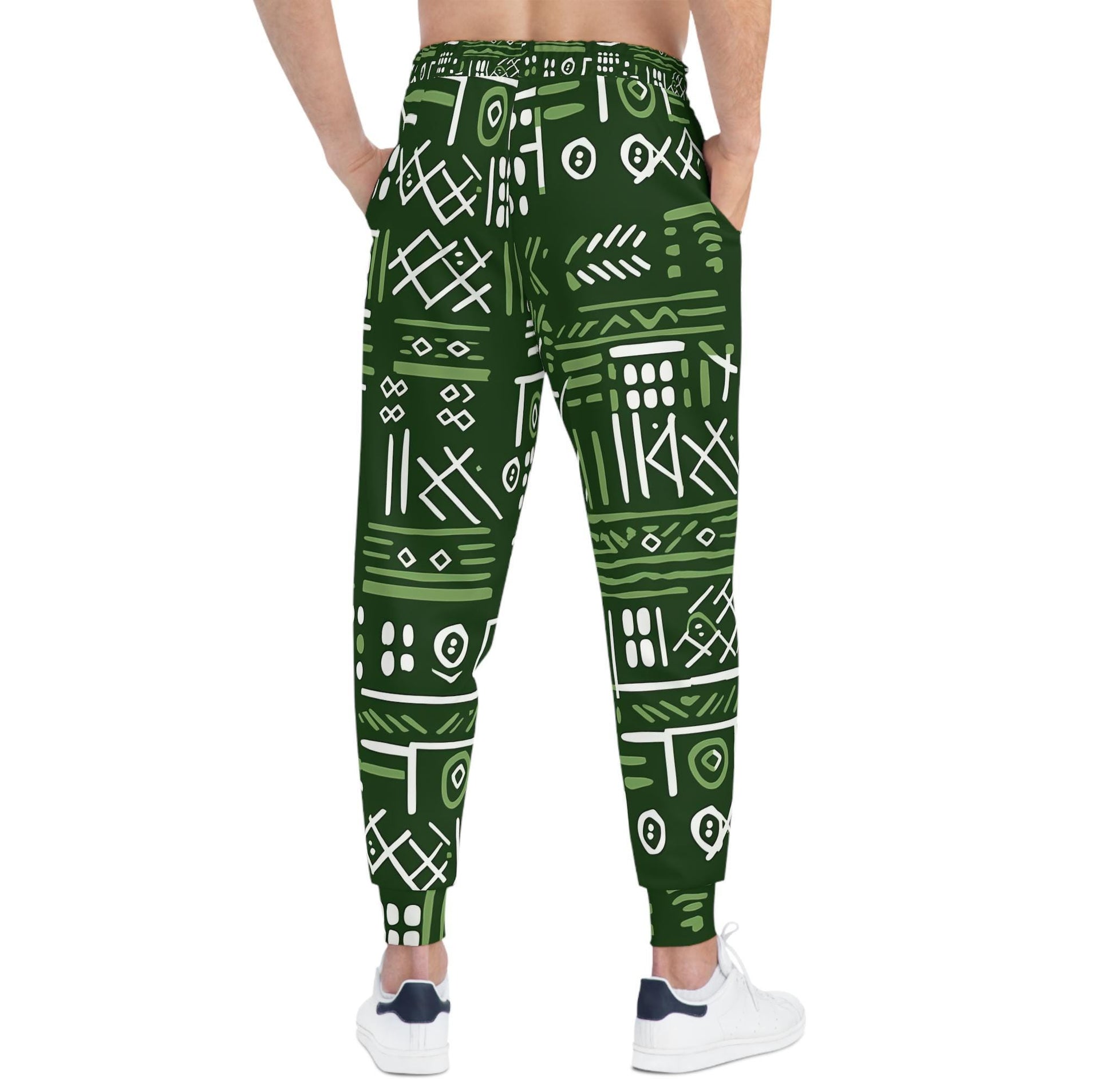 Green Graffiti - Mens - Athletic Joggers - African - Mud cloth Pattern - Pants - KumbatiaKulture