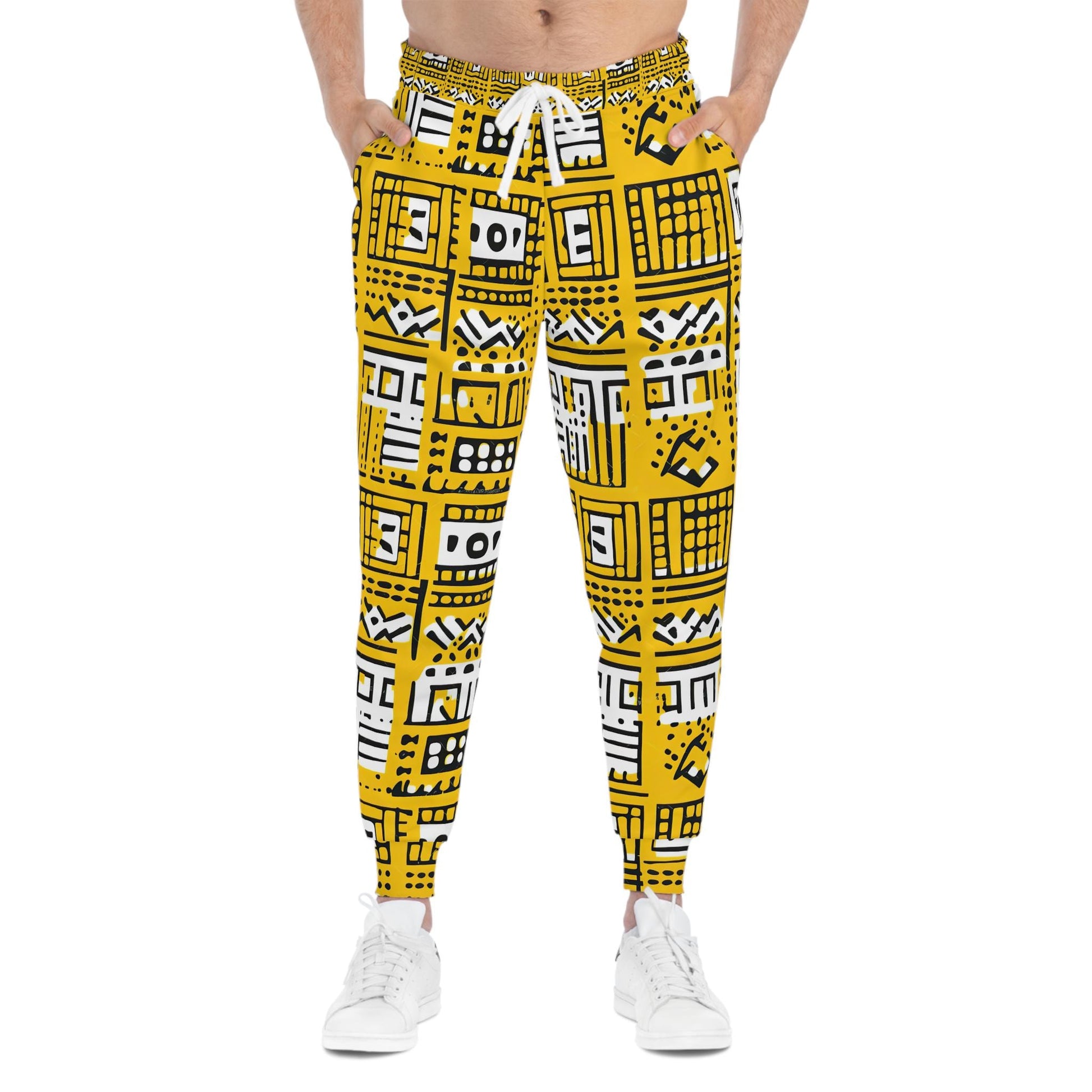 Vibrance - Mens - Athletic Joggers - African Mud cloth Pattern - Workout Pants - Perfect for Gym, Yoga, Running, or Casual Wear