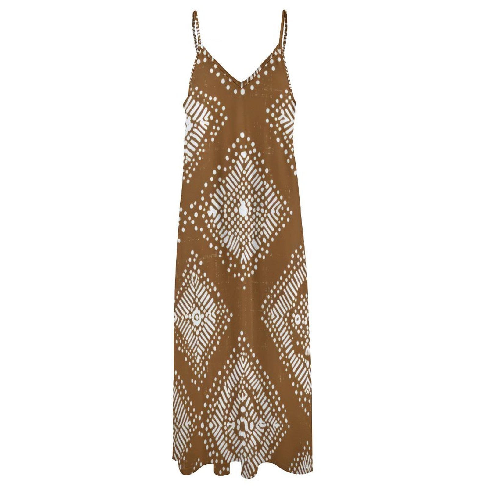 Asili - Womens - Ankle-length Slip Dress - African - Mud cloth Pattern - Dresses - KumbatiaKulture