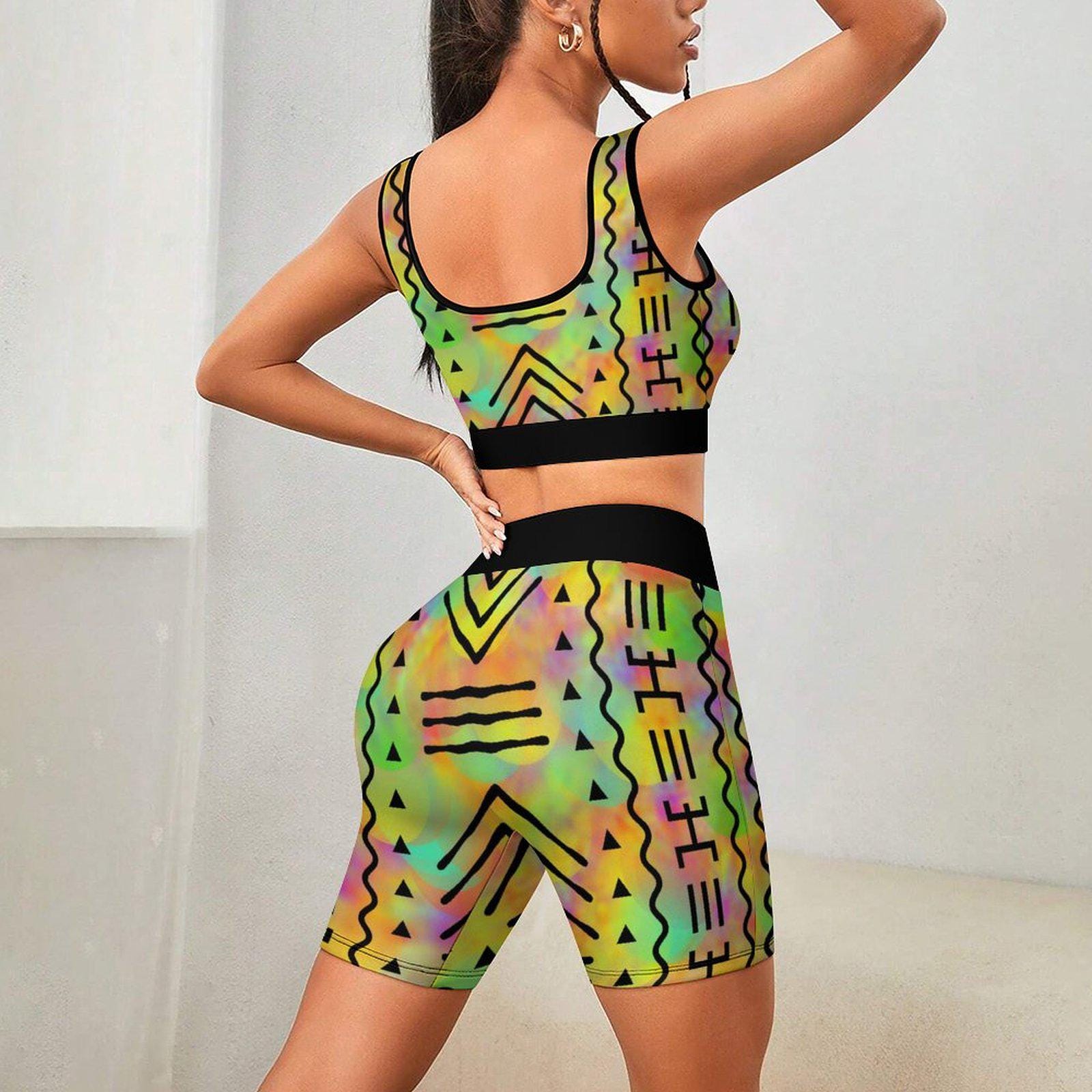 Rainbow - Womens - Yoga Workout Outfit - African - Tie Dye Pattern - Sports & Fitness - KumbatiaKulture