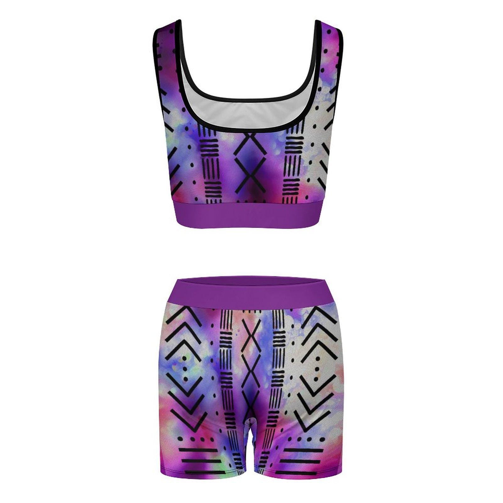 Purple Pearl - Womens - Yoga Workout Outfit - African - Tie-Dye Pattern - Sports & Fitness - KumbatiaKulture