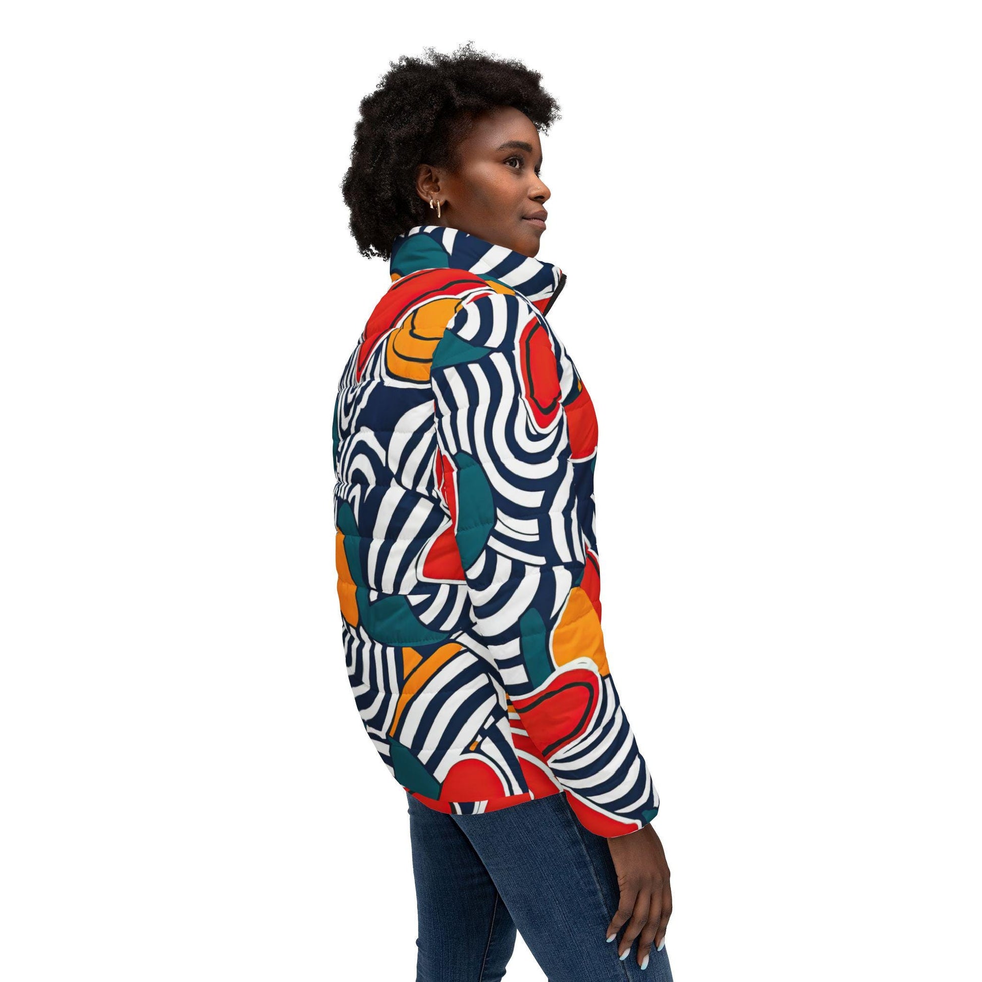 Winters Blue - Womens - Puffer Jacket - African - Ankara Pattern - Jackets & Coats - KumbatiaKulture