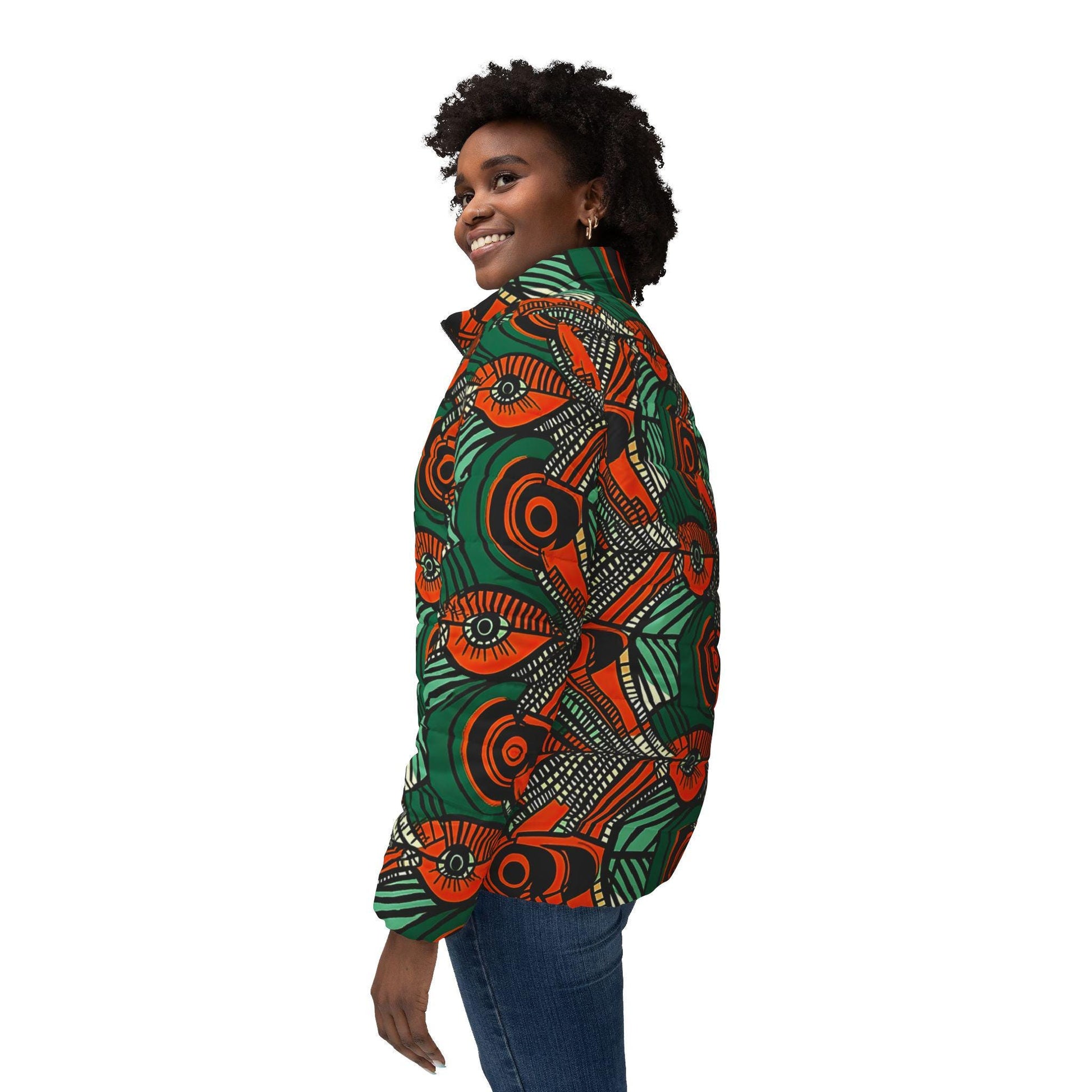 Autumn Glow - Womens - Puffer Jacket - African - Dashiki Pattern - Jackets & Coats - KumbatiaKulture