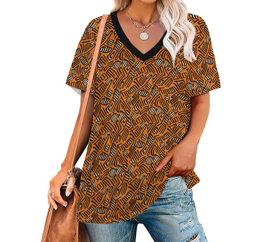 Orange Graffiti - Womens - Short Sleeve T-Shirts - African - Ankara Pattern