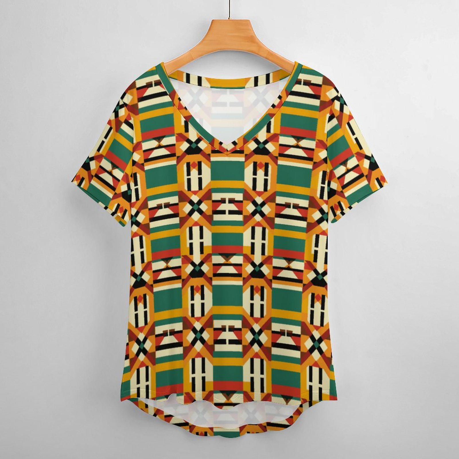 Verdant - Womens - Short Sleeve T-Shirts - African - Kente Pattern - T-shirts - KumbatiaKulture