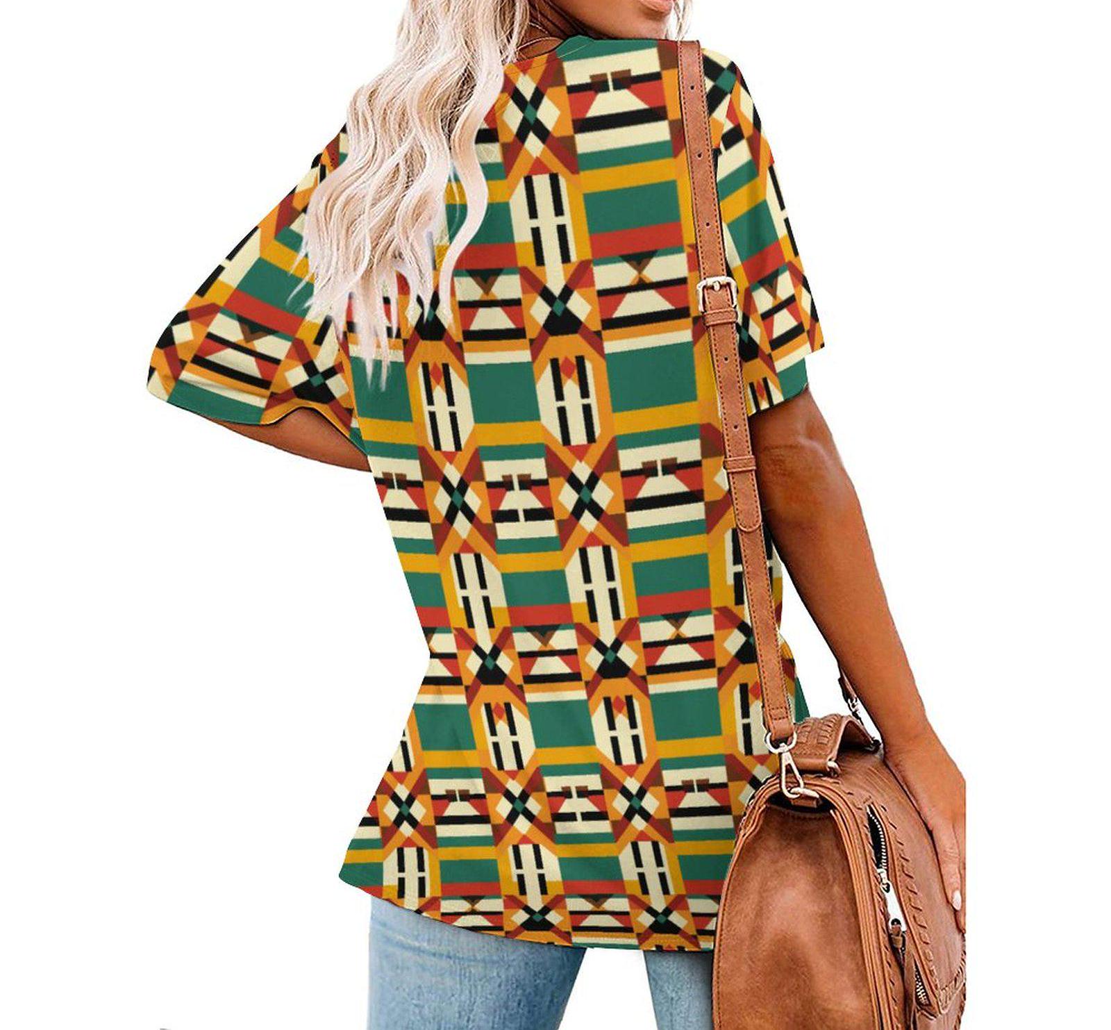 Verdant - Womens - Short Sleeve T-Shirts - African - Kente Pattern