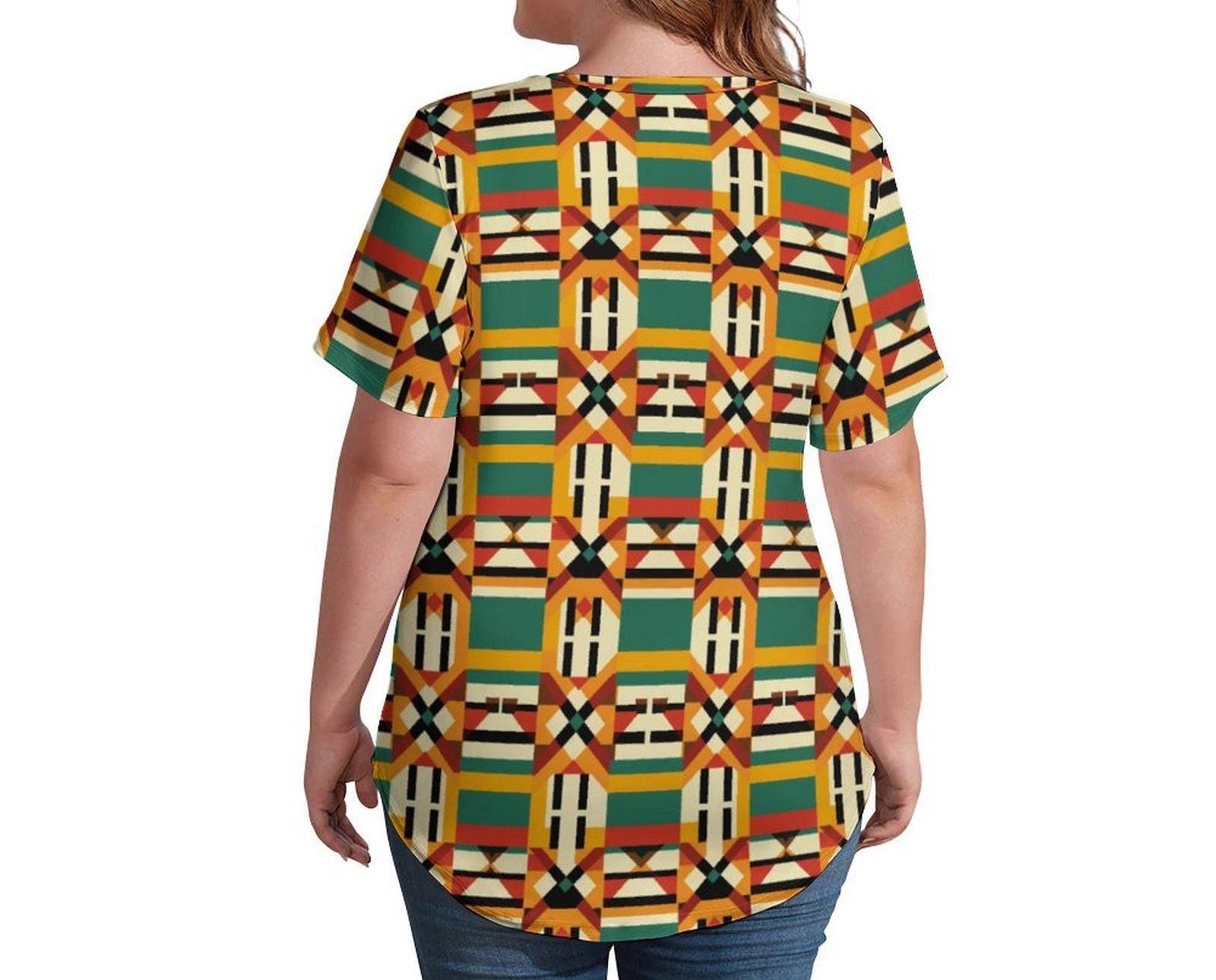 Verdant - Womens - Short Sleeve T-Shirts - African - Kente Pattern - T-shirts - KumbatiaKulture