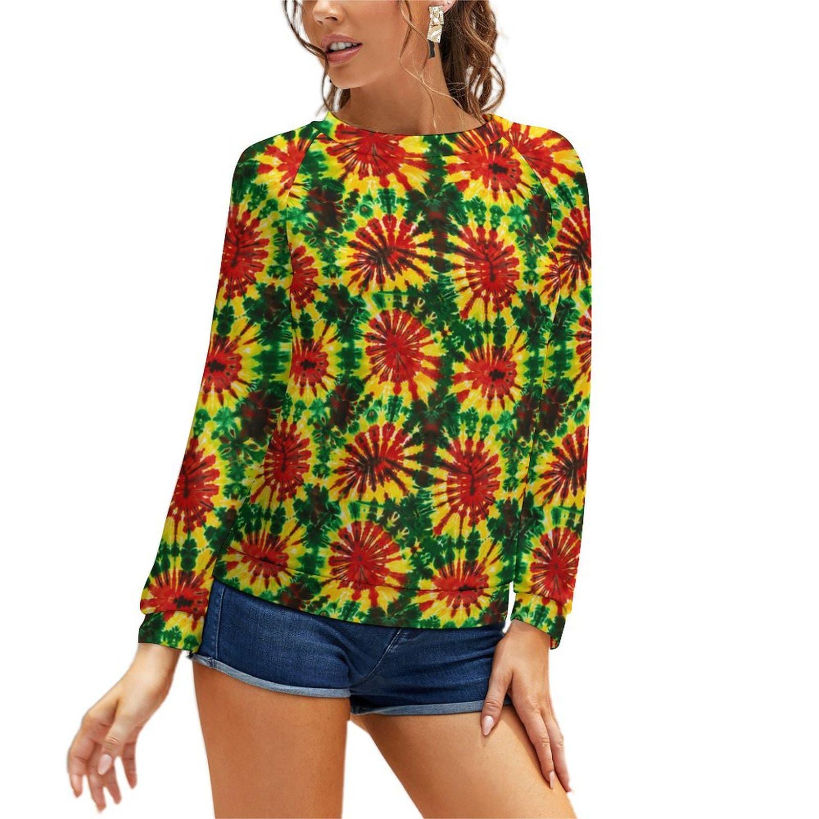 Rasta Tie - Womens - Sweatshirt Designs - Jamaican - Rastafarian pattern - Sweatshirts - KumbatiaKulture