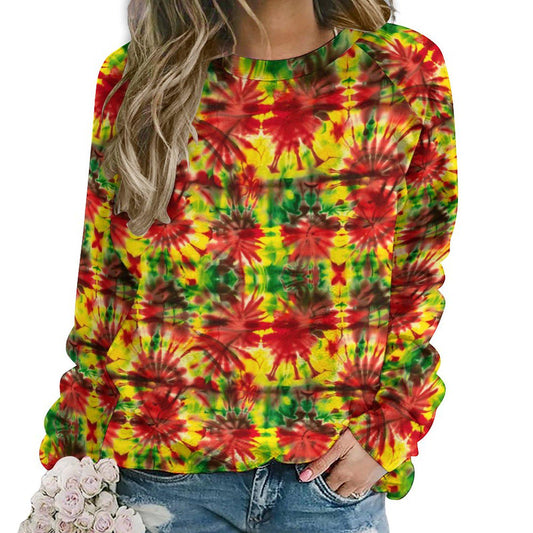 Colors - Womens - Sweatshirt Designs - Tie Dyed - Jamaican - Rastafarian Pattern