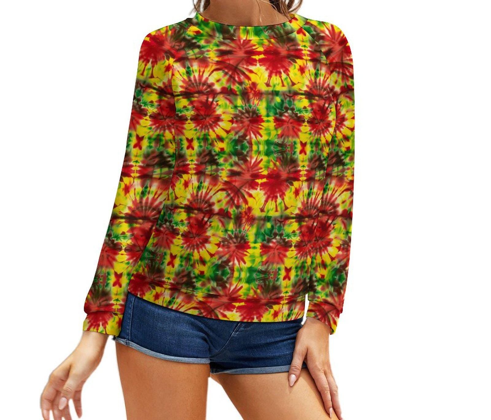 Colors - Womens - Sweatshirt Designs - Tie Dyed - Jamaican - Rastafarian Pattern - Sweatshirts - KumbatiaKulture