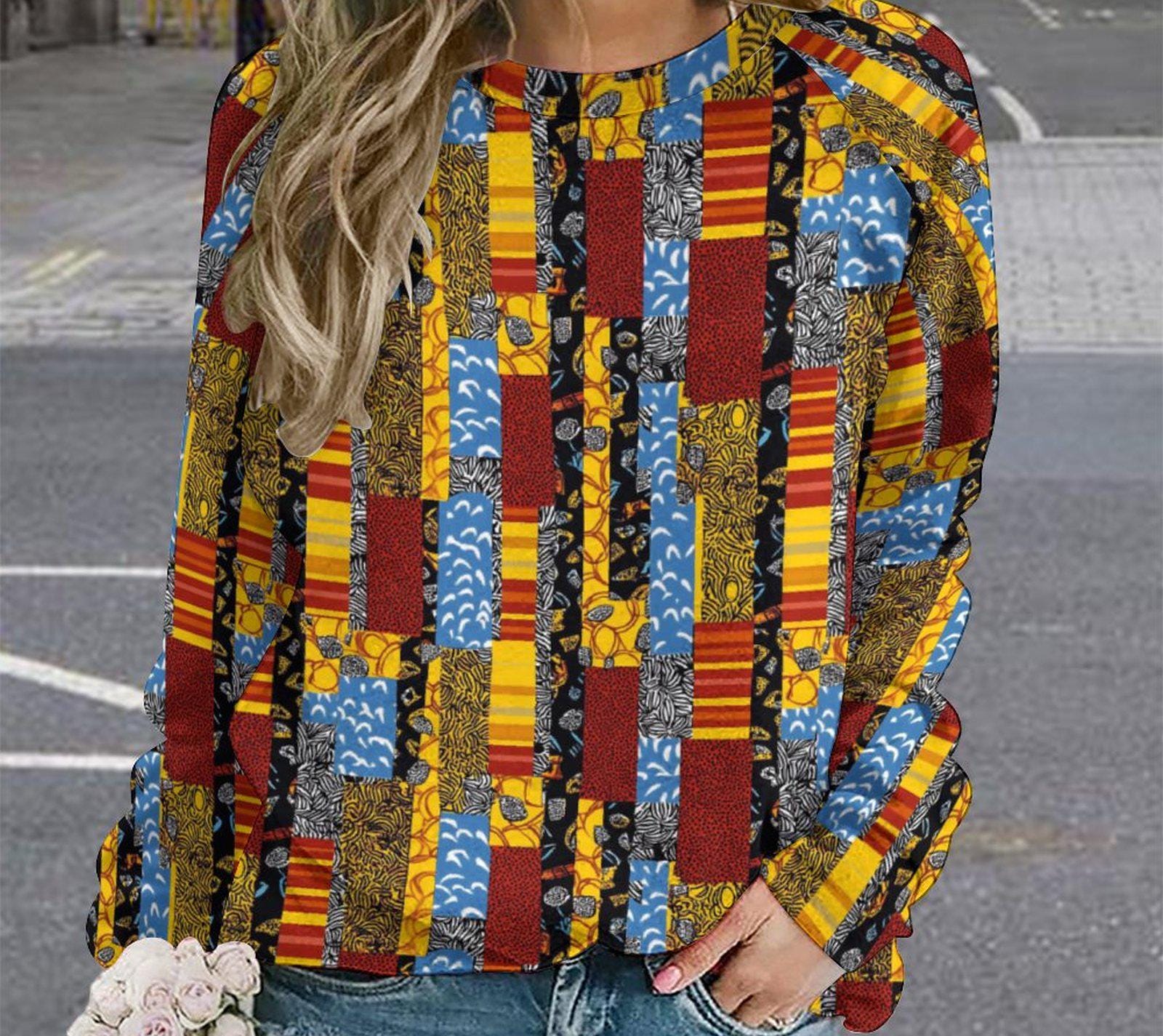 African Patch Work - Womens - Sweatshirt Designs - African Ankara Pattern - Sweatshirts - KumbatiaKulture