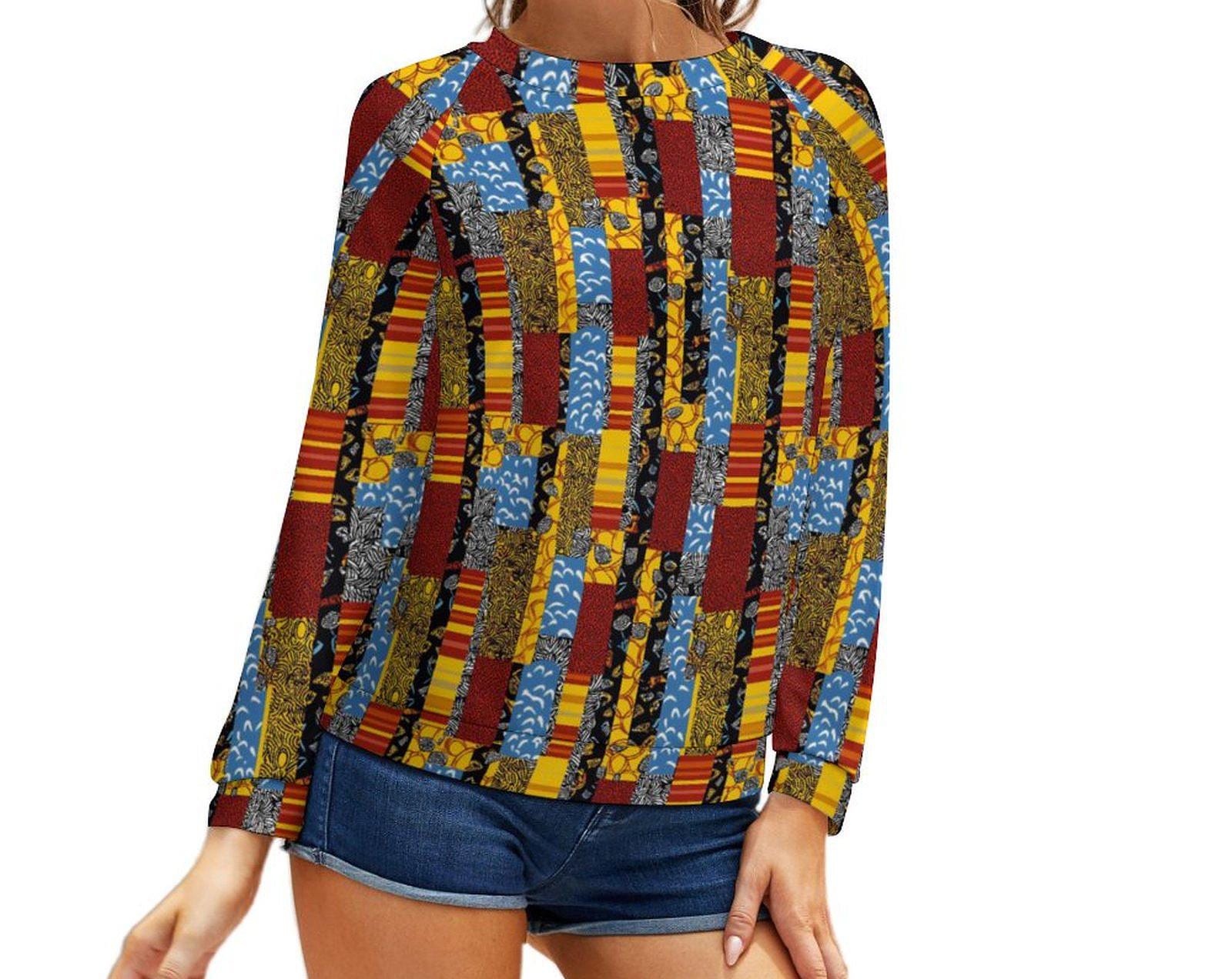 African Patch Work - Womens - Sweatshirt Designs - African Ankara Pattern