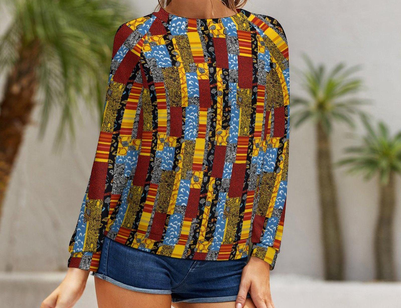 African Patch Work - Womens - Sweatshirt Designs - African Ankara Pattern - Sweatshirts - KumbatiaKulture