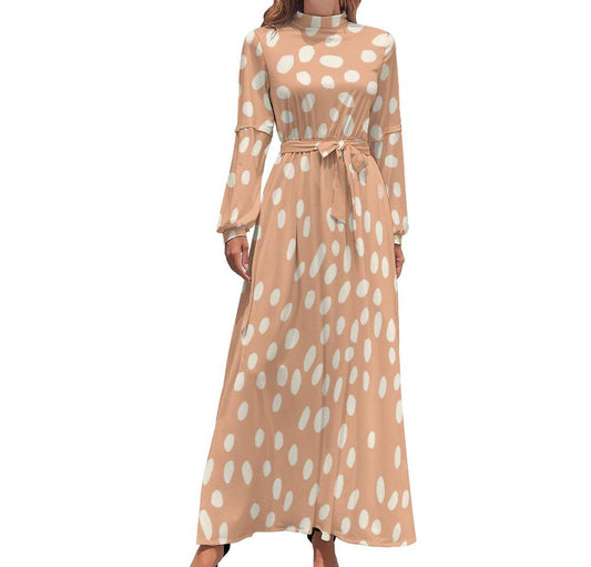 Kreme - Womens - Turtle Neck Long Dress - Bohemian Pattern