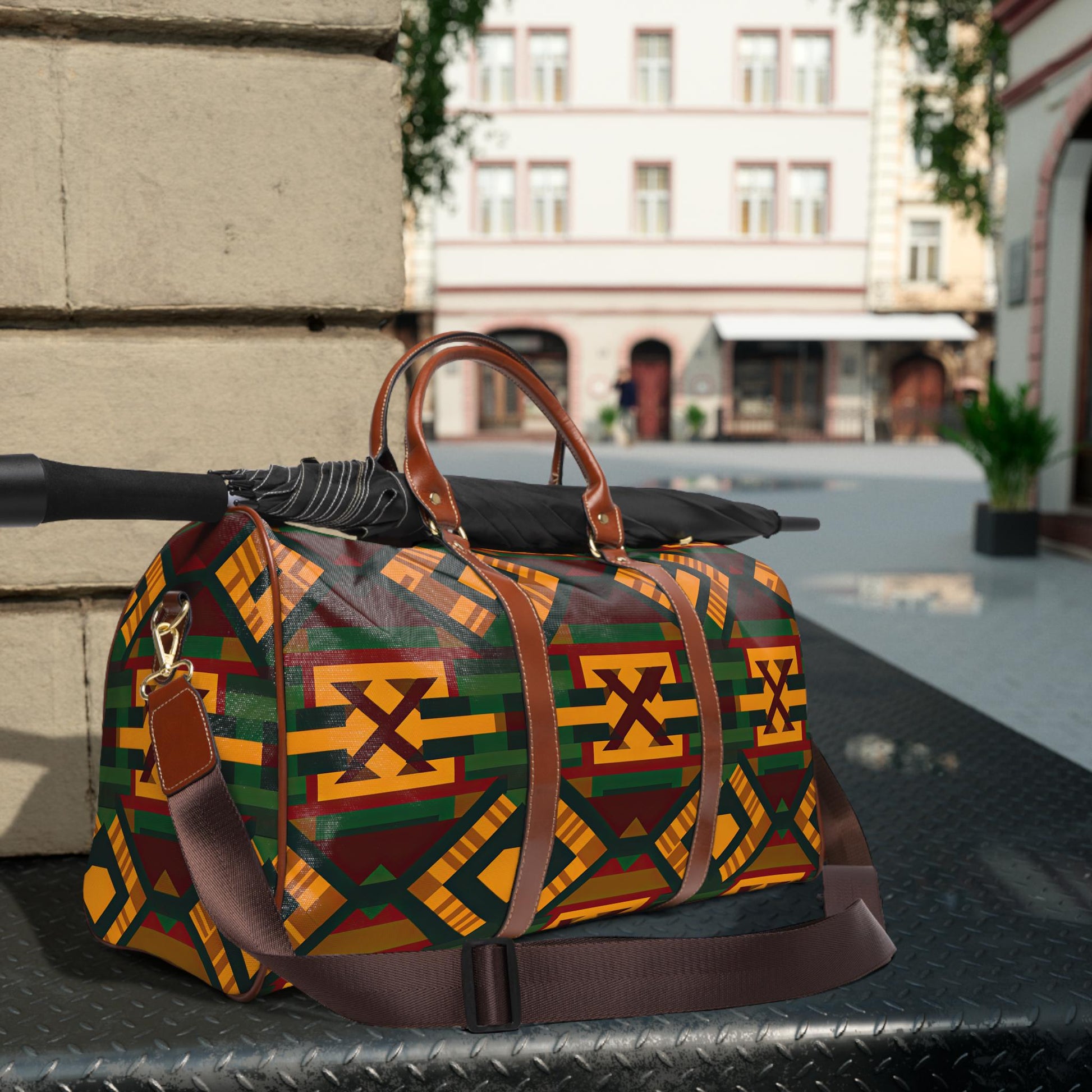 Pyramids of Giza - Waterproof Travel Bag - African - Kente Pattern - Duffel Bags - KumbatiaKulture