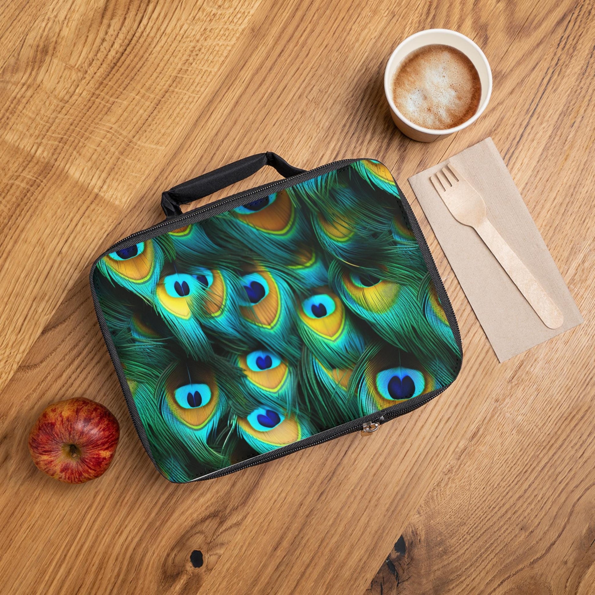 Peacock - Womens - Insulated Lunch Bag - African - Animal Print Pattern - Lunch Bags & Boxes - KumbatiaKulture