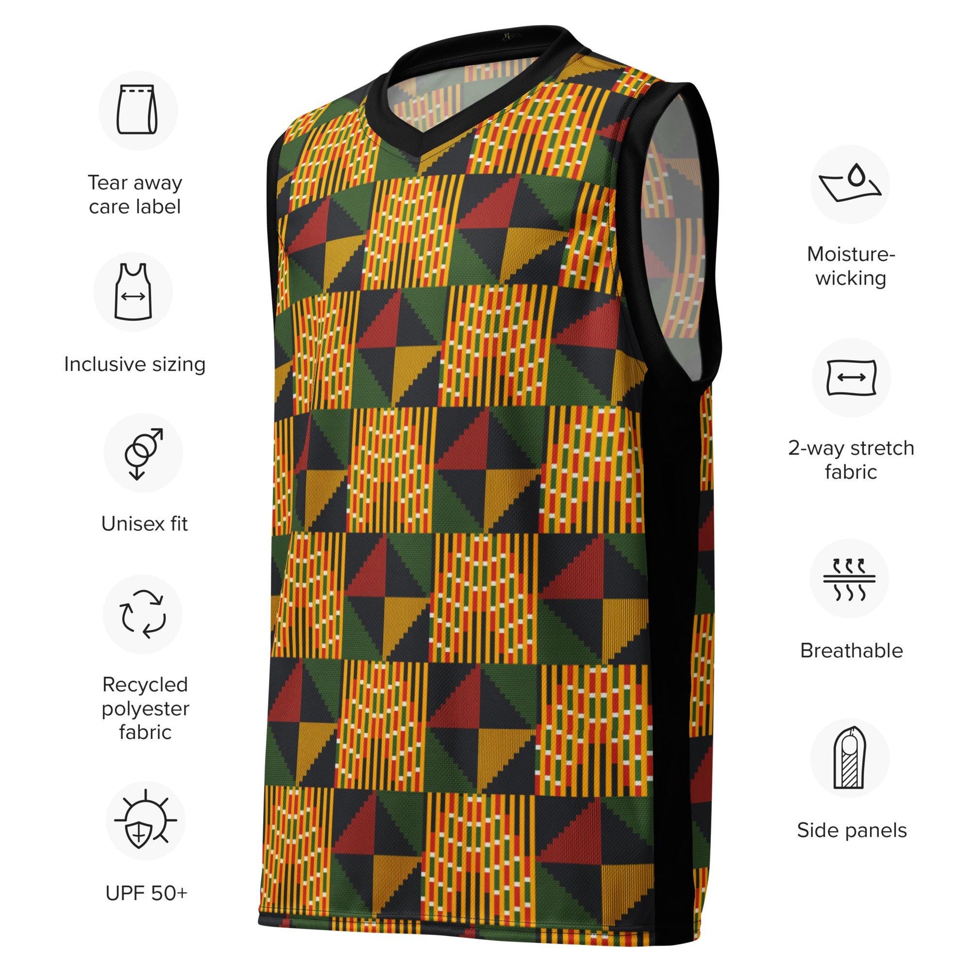 Pyramid - Mens - Basketball Jersey - African - Kente Pattern - Sports & Fitness - KumbatiaKulture