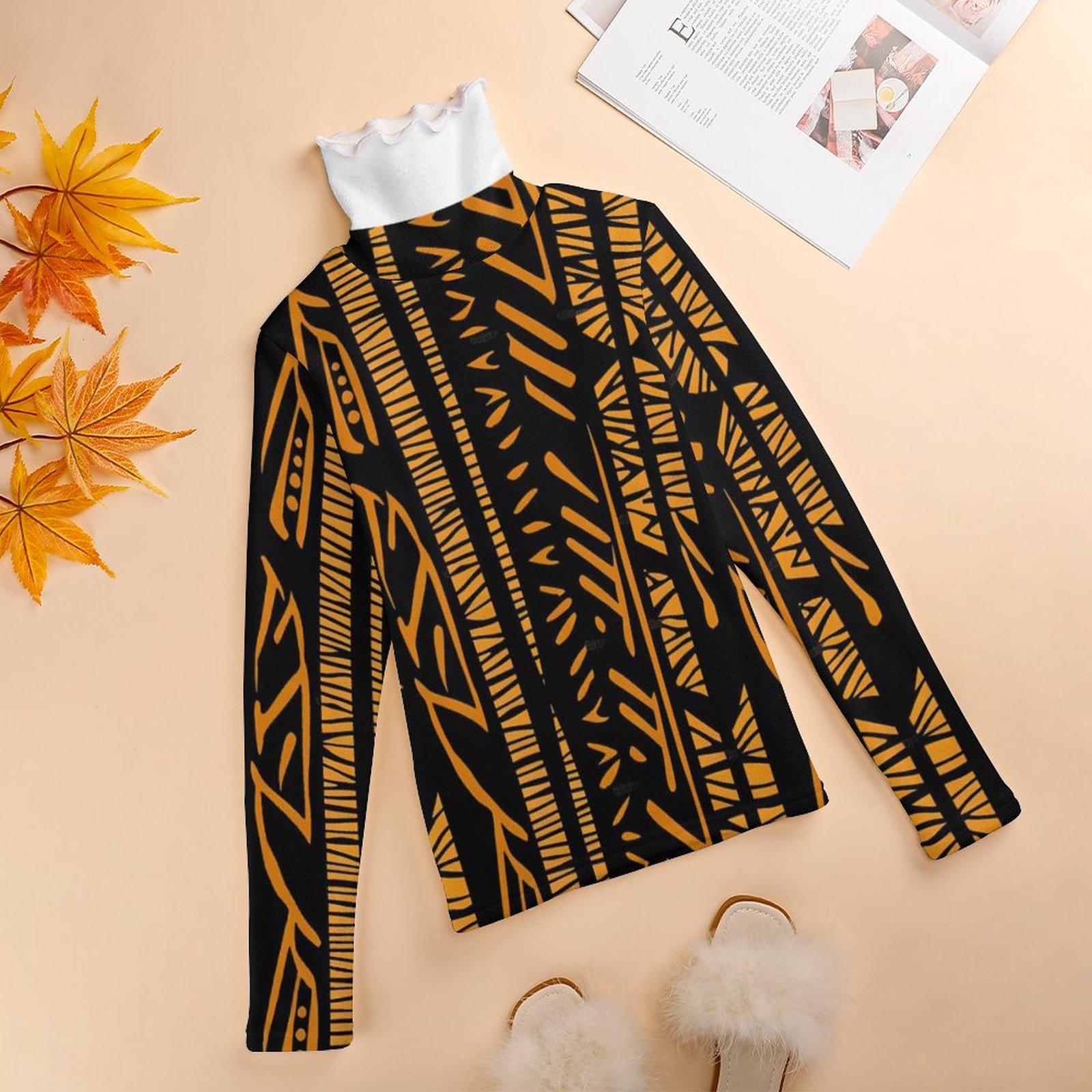 Golden Rods - Womens- Long Sleeve Turtleneck Sweater - African - Ankara Pattern - Sweatshirts - KumbatiaKulture