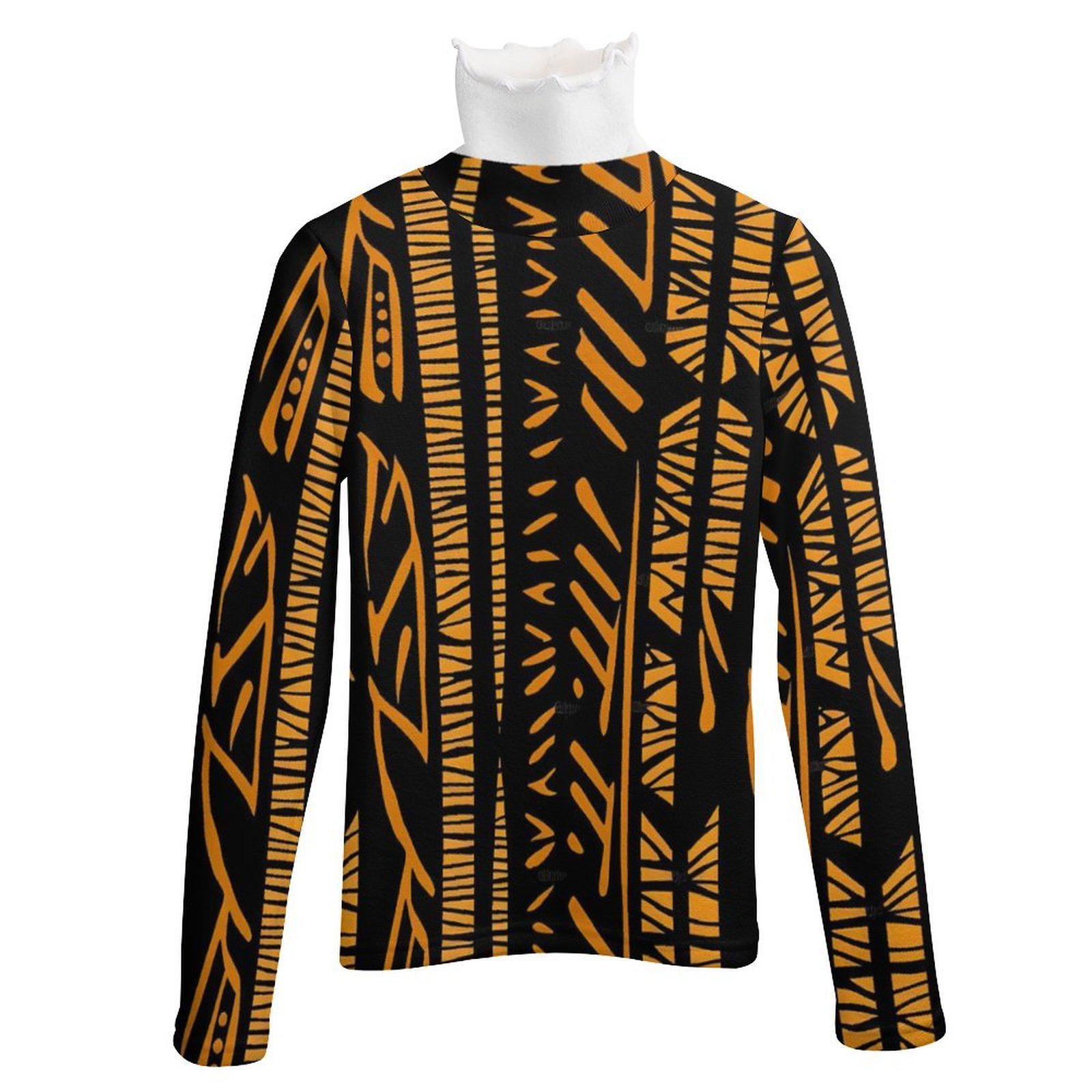 Golden Rods - Womens- Long Sleeve Turtleneck Sweater - African - Ankara Pattern - Sweatshirts - KumbatiaKulture