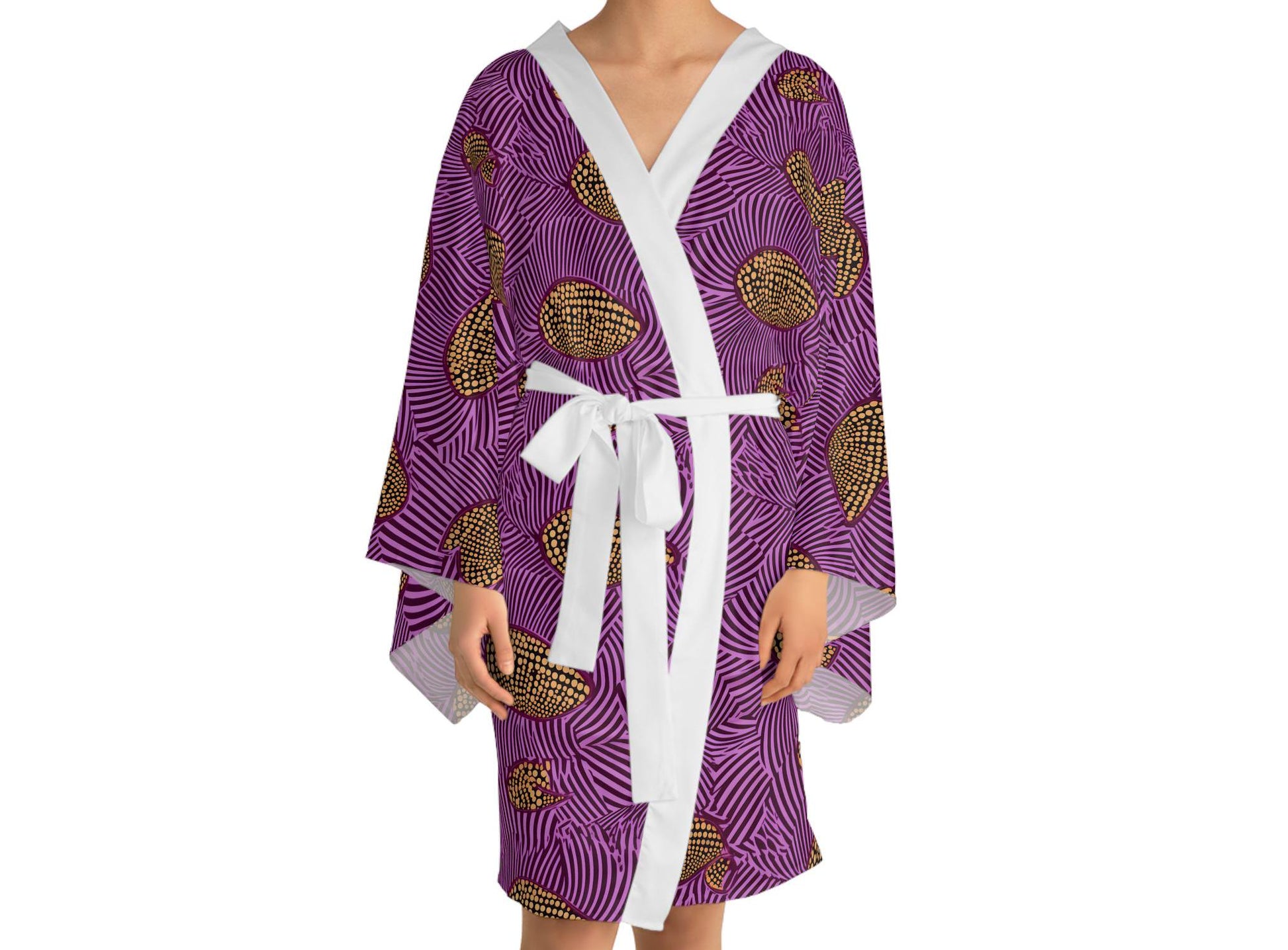 Purple ViPurple Vibrant -Womens - Long Sleeve Kimono Robe - African - Ankara Patternbrant -Womens - Long Sleeve Kimono Robe - African - Ankara Pattern