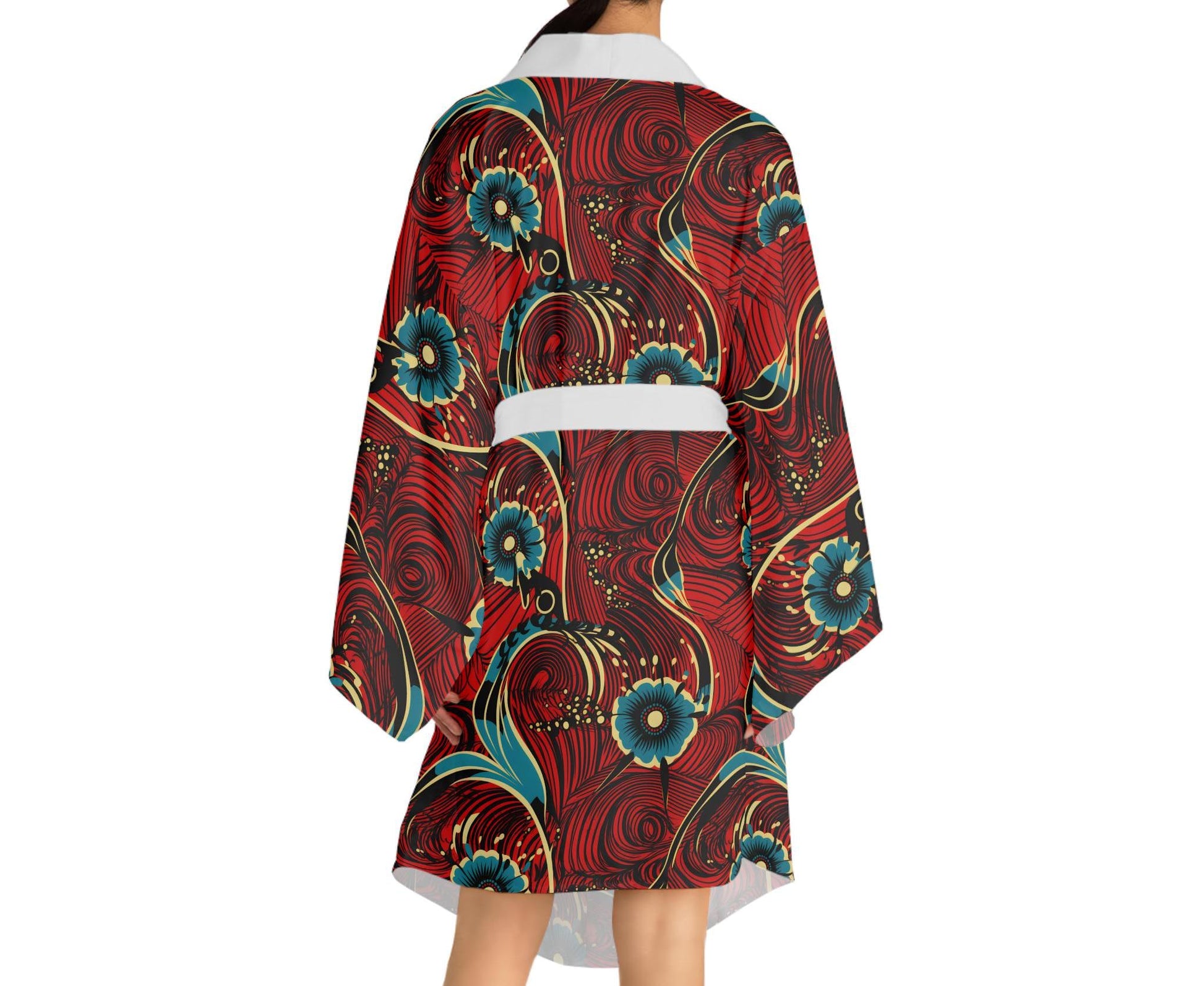 Ruby Saphire - Womens -  Floral Long Sleeve Kimono Robe - African - Ankara Pattern