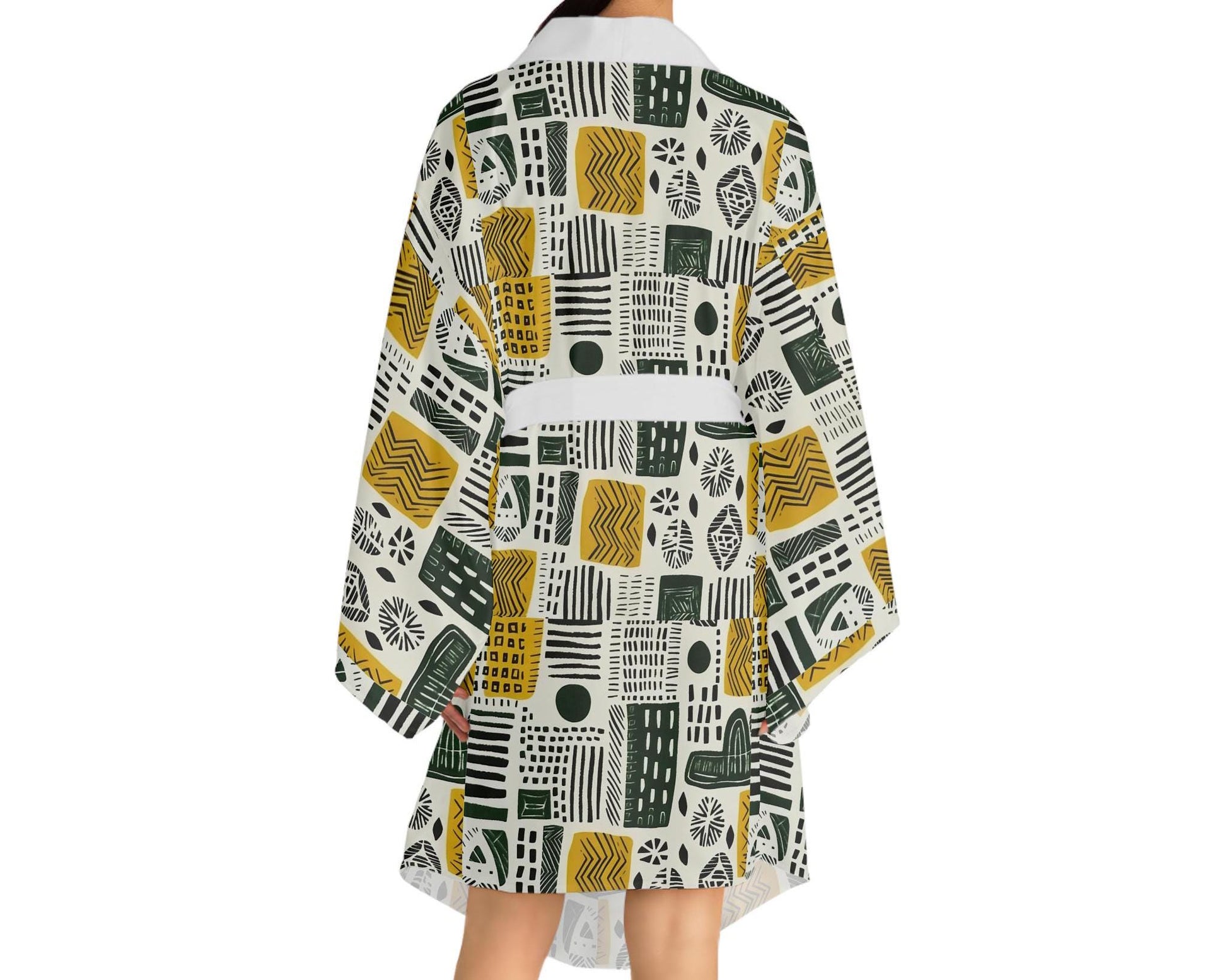 Kokoo - Womens - Long Sleeve Kimono Robe - African - Ankara Pattern