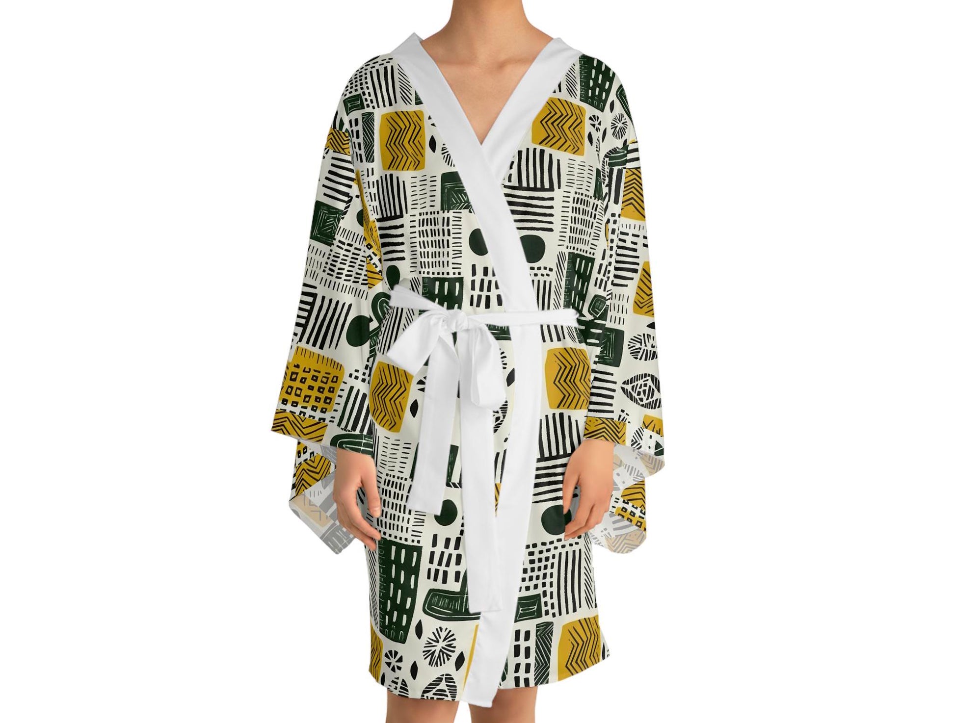 Kokoo - Womens - Long Sleeve Kimono Robe - African - Ankara Pattern