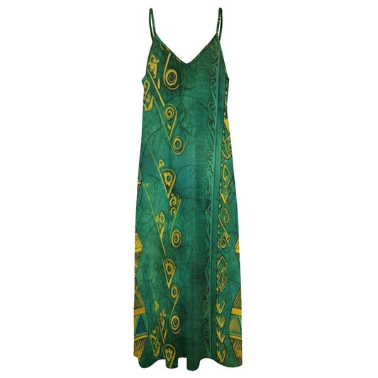 Kijani - Womens - Ankle-length Slip Dress - African - Ankara Pattern