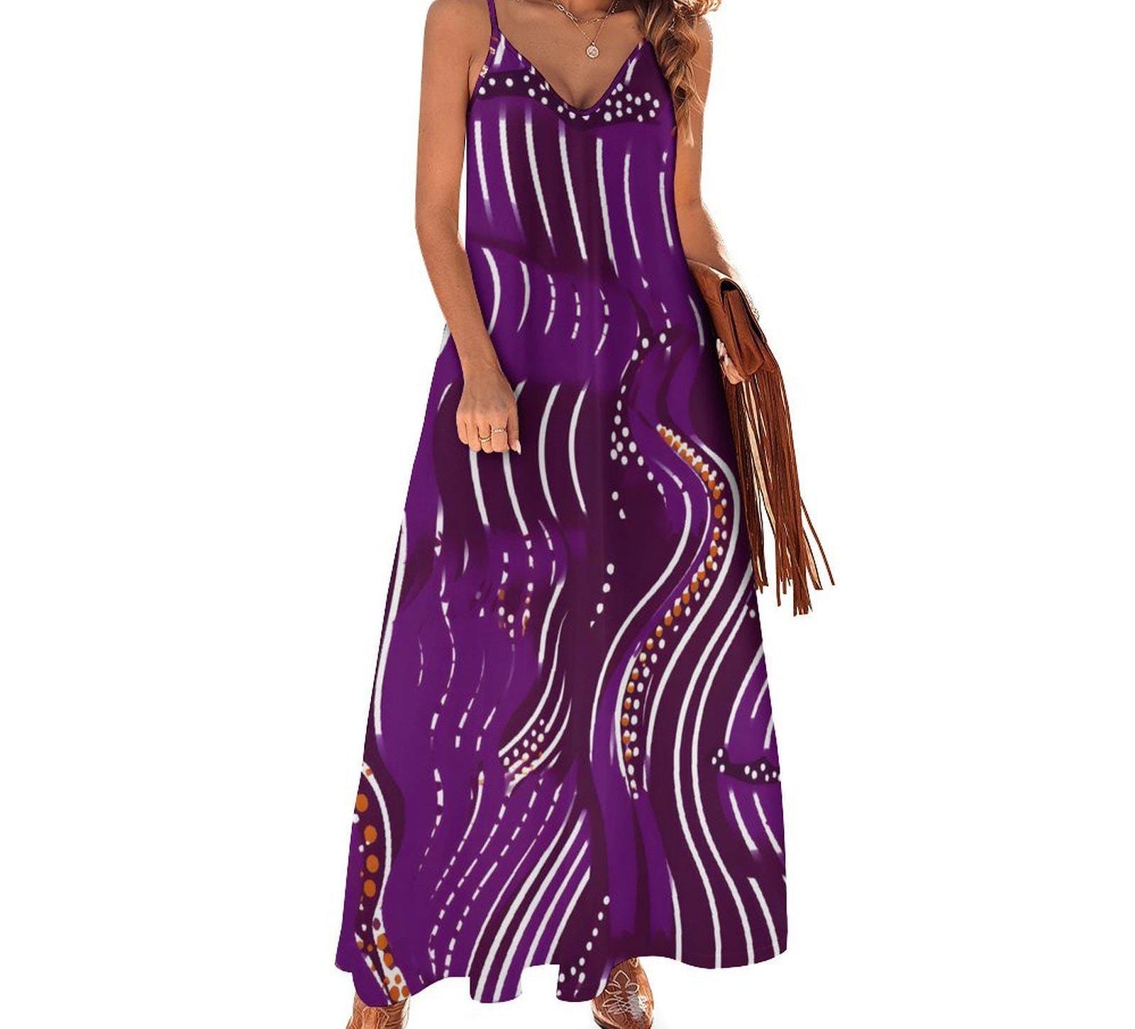 Zambarau - Ankle-length Slip Dress = African Ankara Pattern