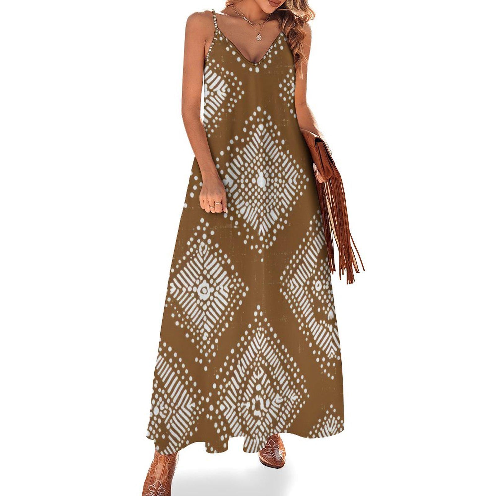 Asili - Womens - Ankle-length Slip Dress - African - Mud cloth Pattern - Dresses - KumbatiaKulture