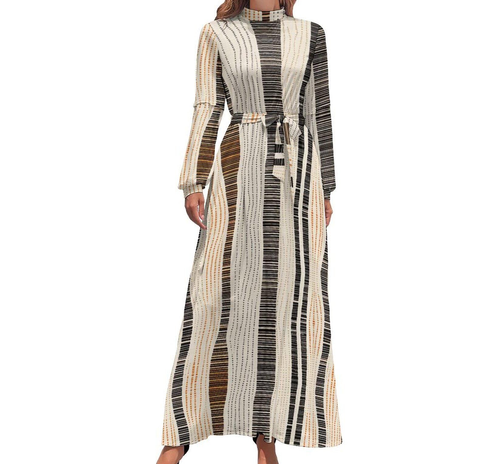 Bohemian Eclectic Mix - Womens -Turtle Neck Long Dress - Boho - Pattern