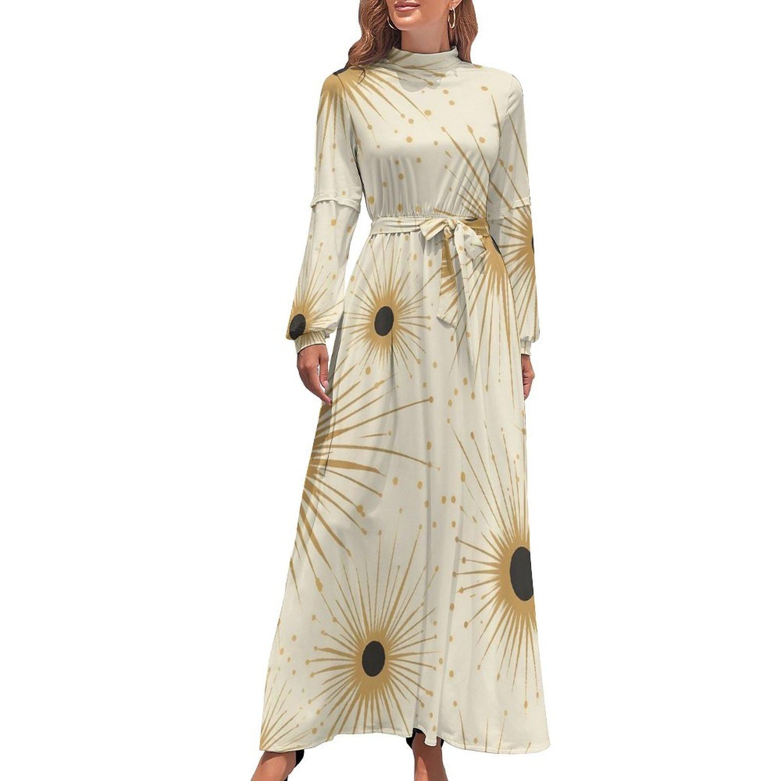 Starlit - Womens - Turtle Neck Long Dress - Bohemian - Boho Pattern - Dresses - KumbatiaKulture