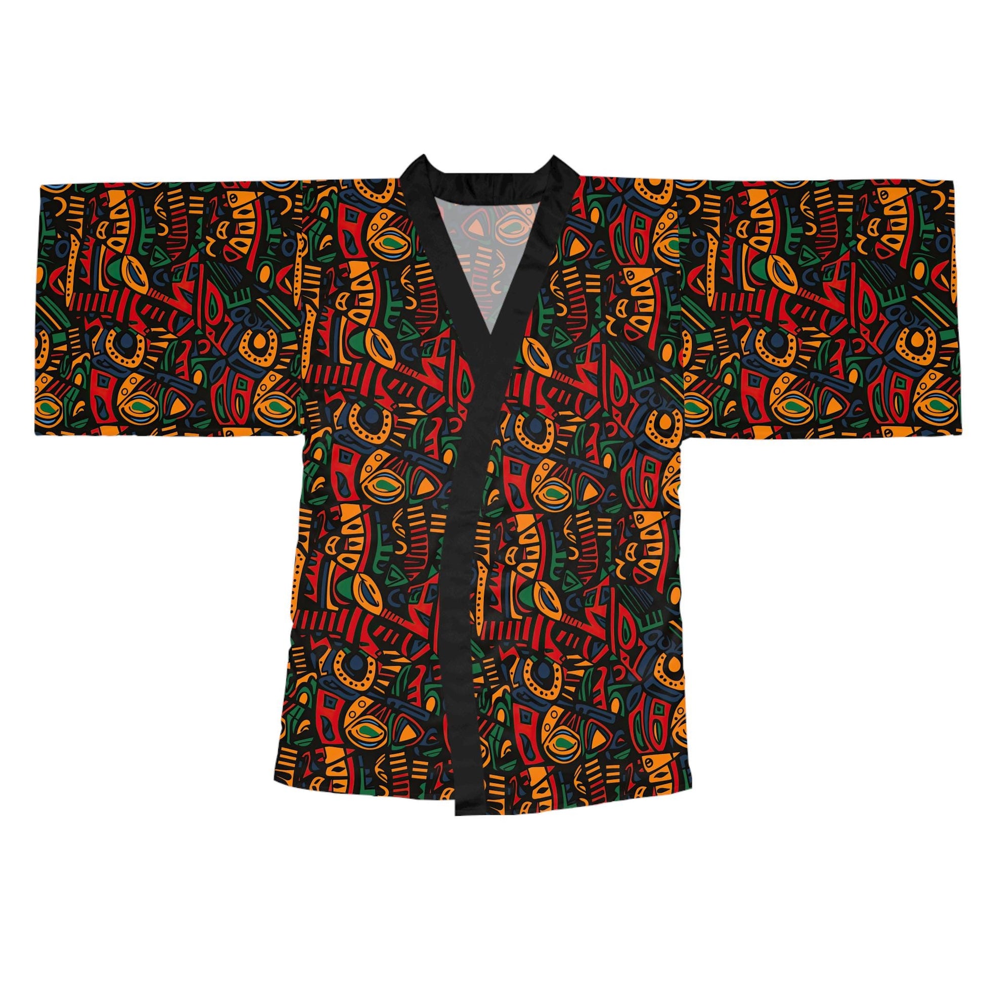 Nishati - Womens - Long Sleeve Kimono Robe - African - Ankara Pattern