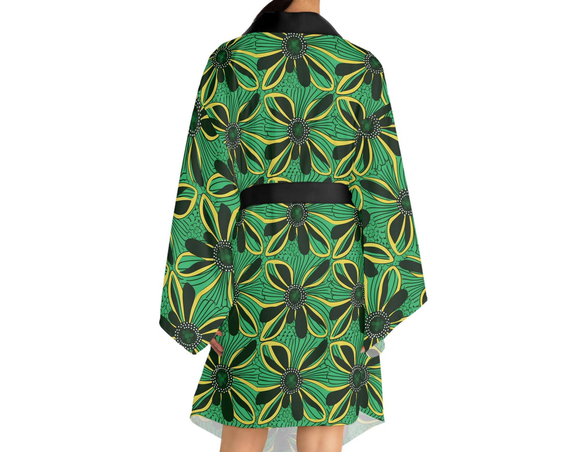 African Floral - Womens - Long Sleeve Kimono Robe - African - Ankara Pattern