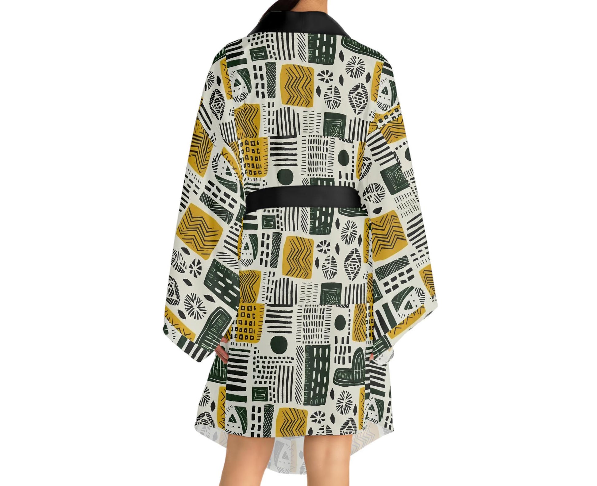 Kokoo - Womens - Long Sleeve Kimono Robe - African - Ankara Pattern